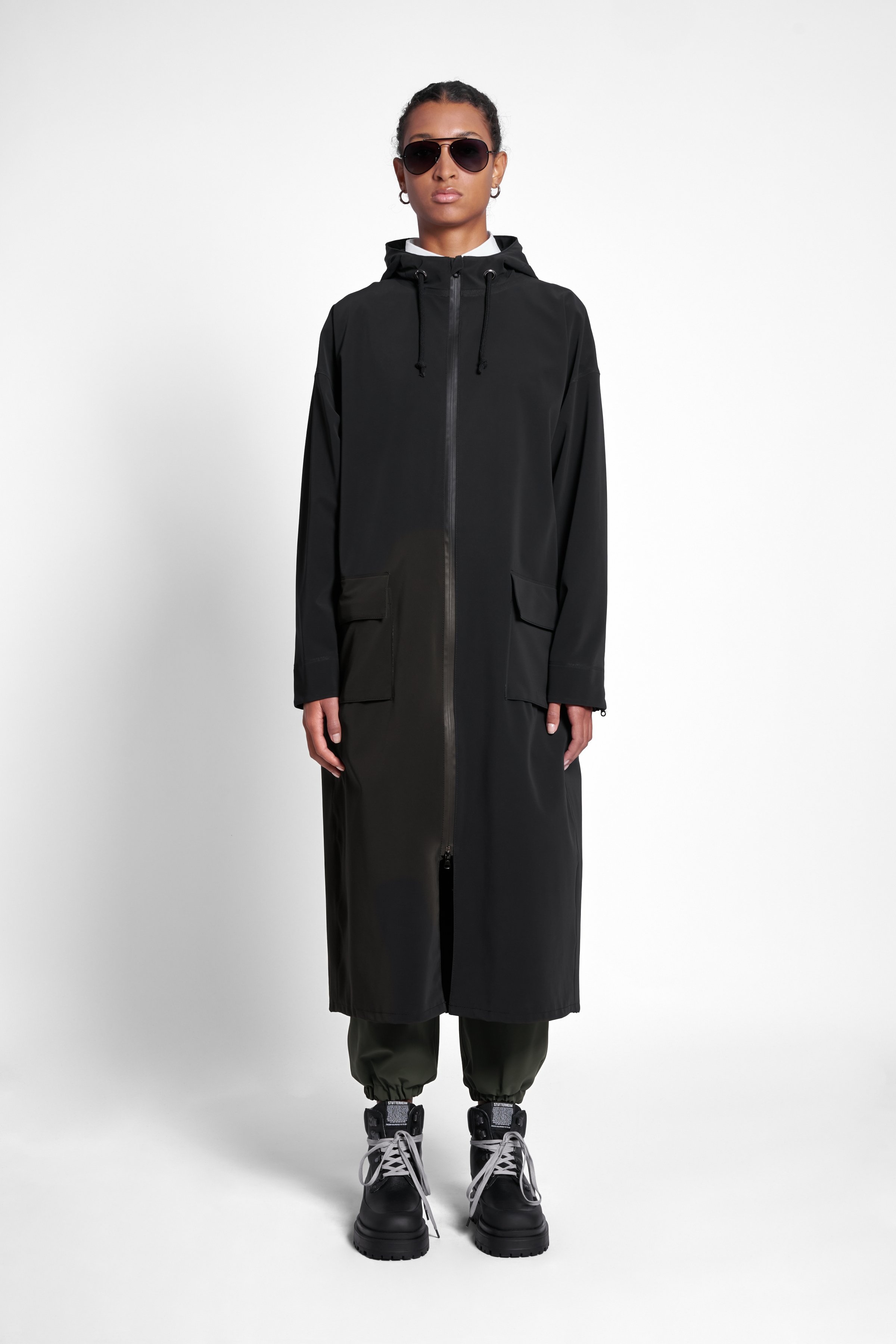 Sandviken Long Matte Zip Raincoat Black - 2