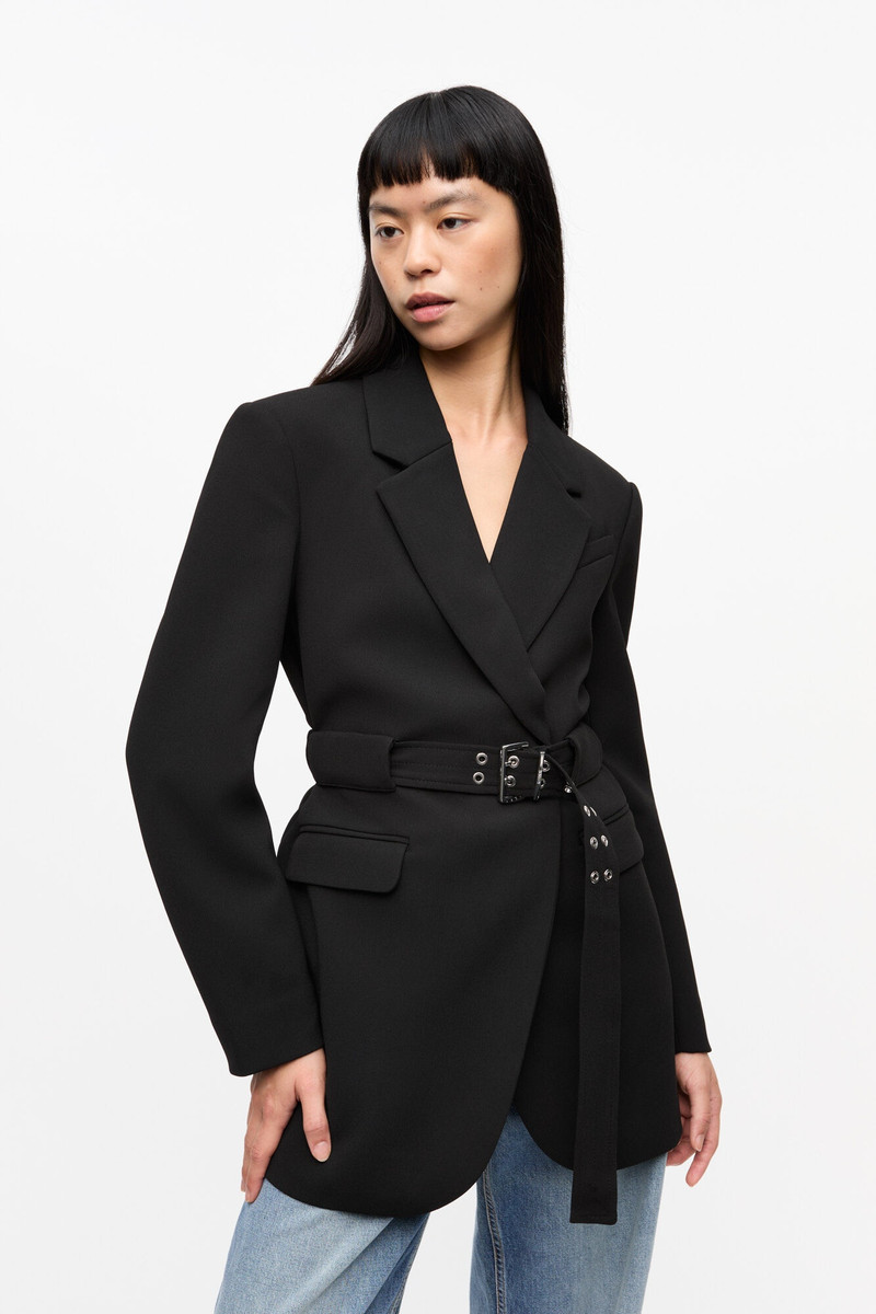 GANNI BLACK BONDED CREPE BLAZER outlook