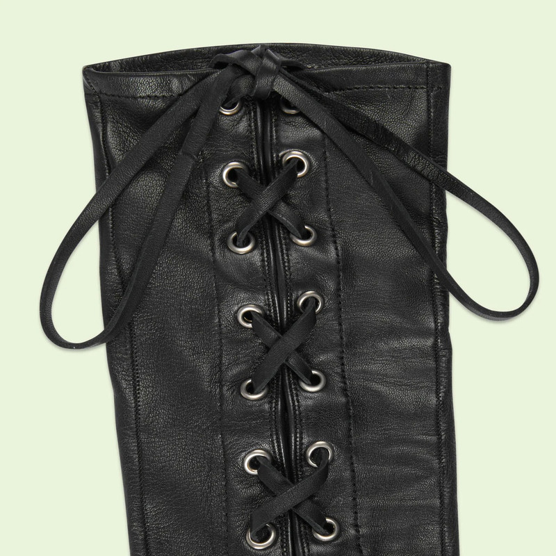 GUCCI Leather fingerless gloves with corset lacing outlook