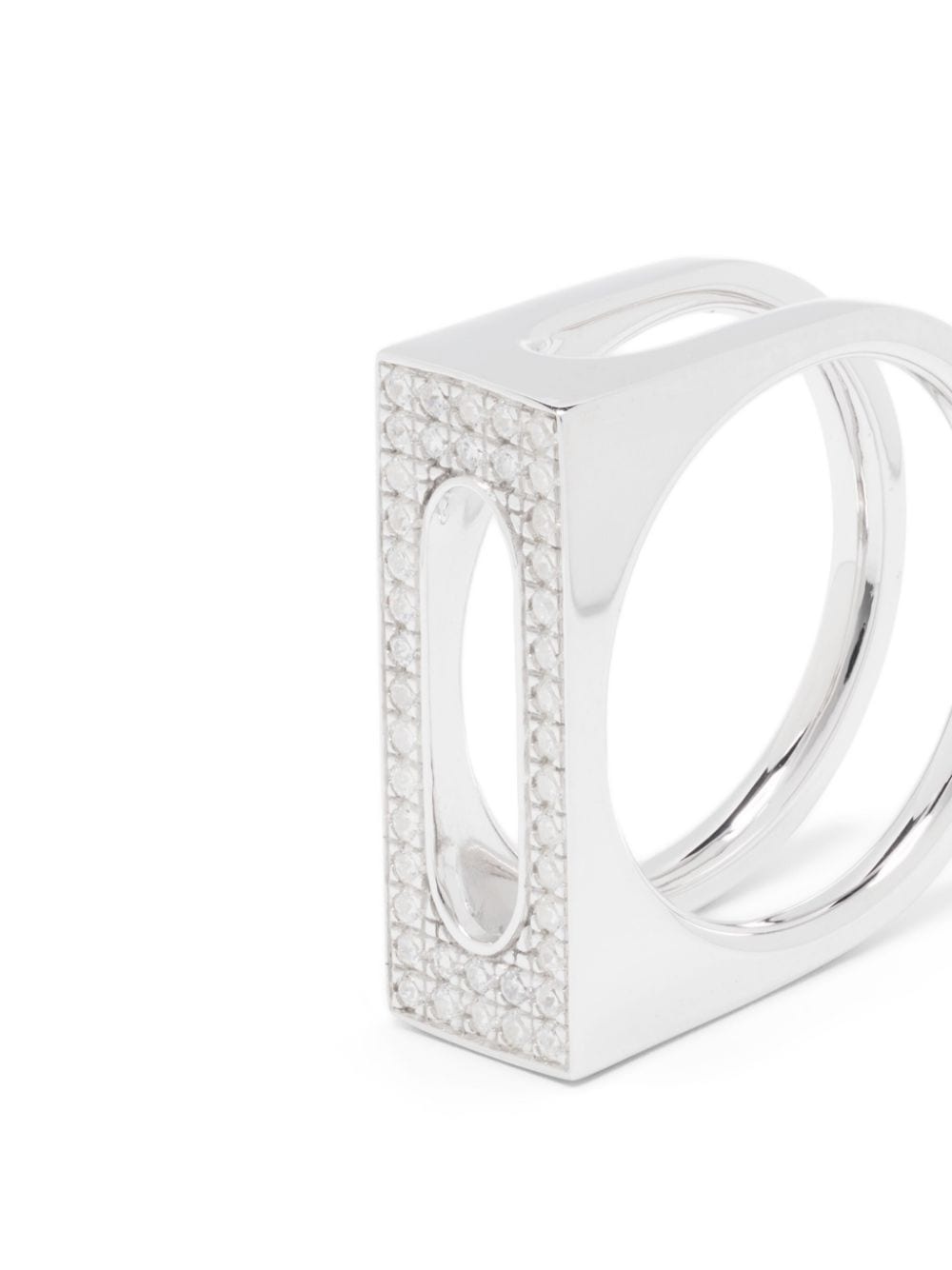 Cage Single zirconium-embellished silver ring - 3