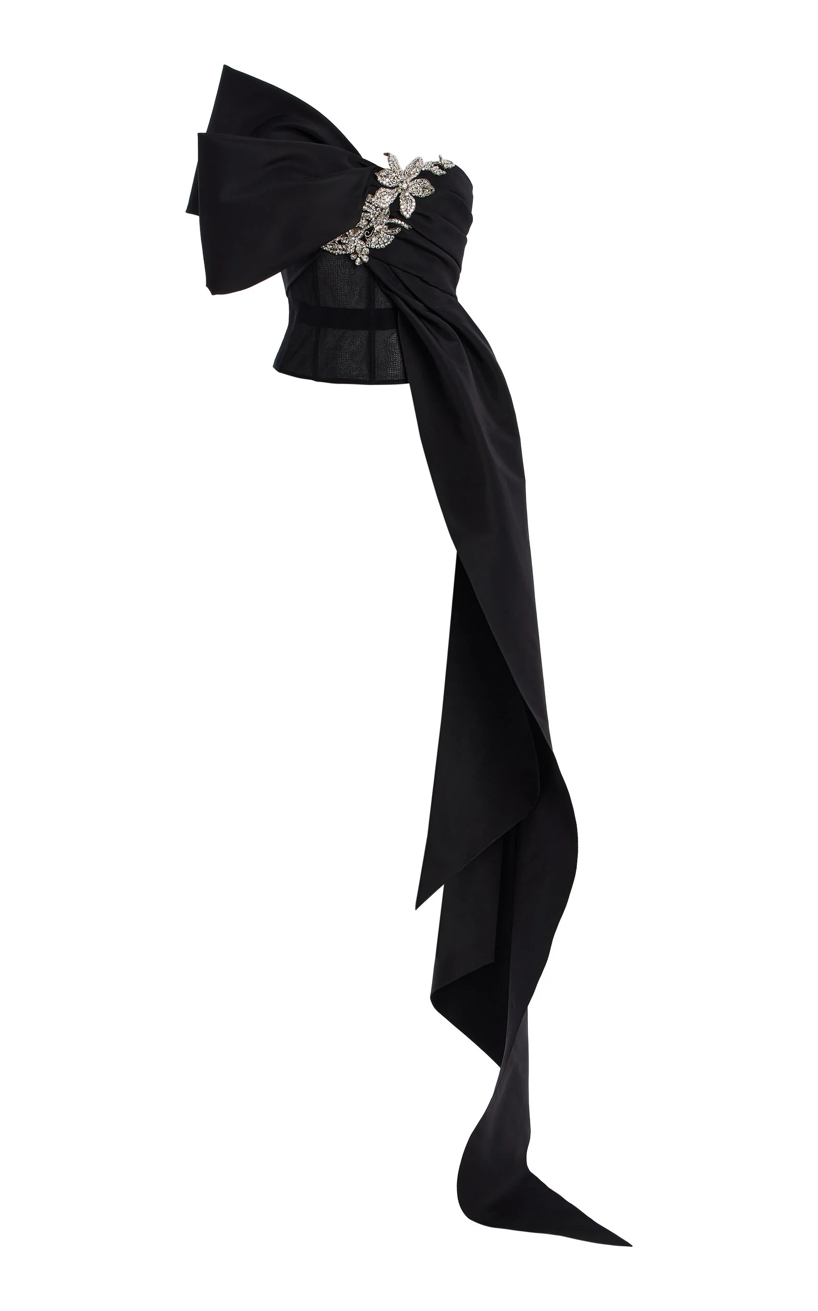 Bow-Detailed Faille Top black - 1