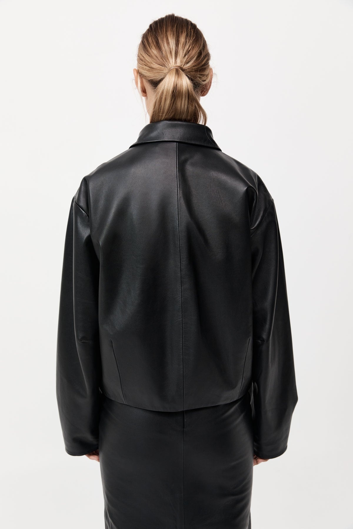 Cocoon Leather Jacket - Black - 6