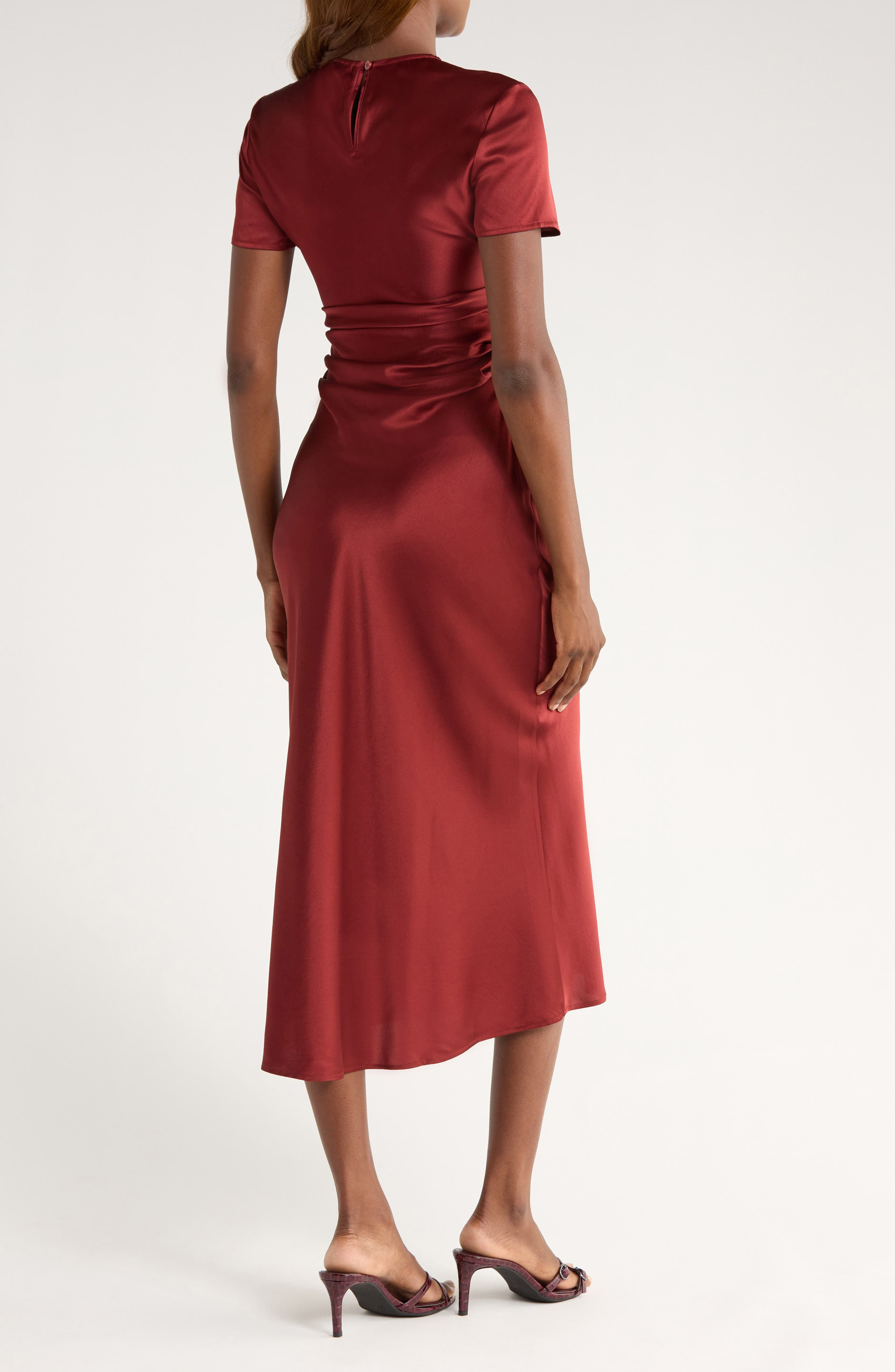 STAUD Marcel Stretch Silk Midi Dress in Sangria at Nordstrom - 2