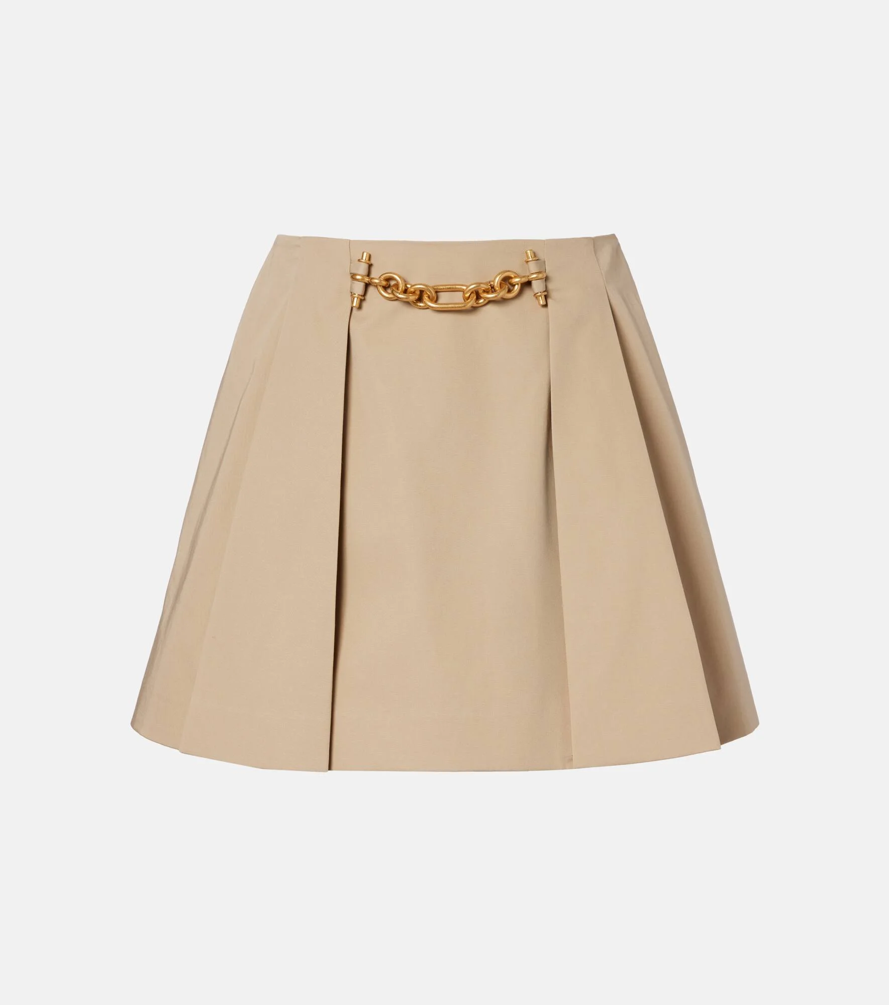 Pleated cotton gabardine miniskirt - 1