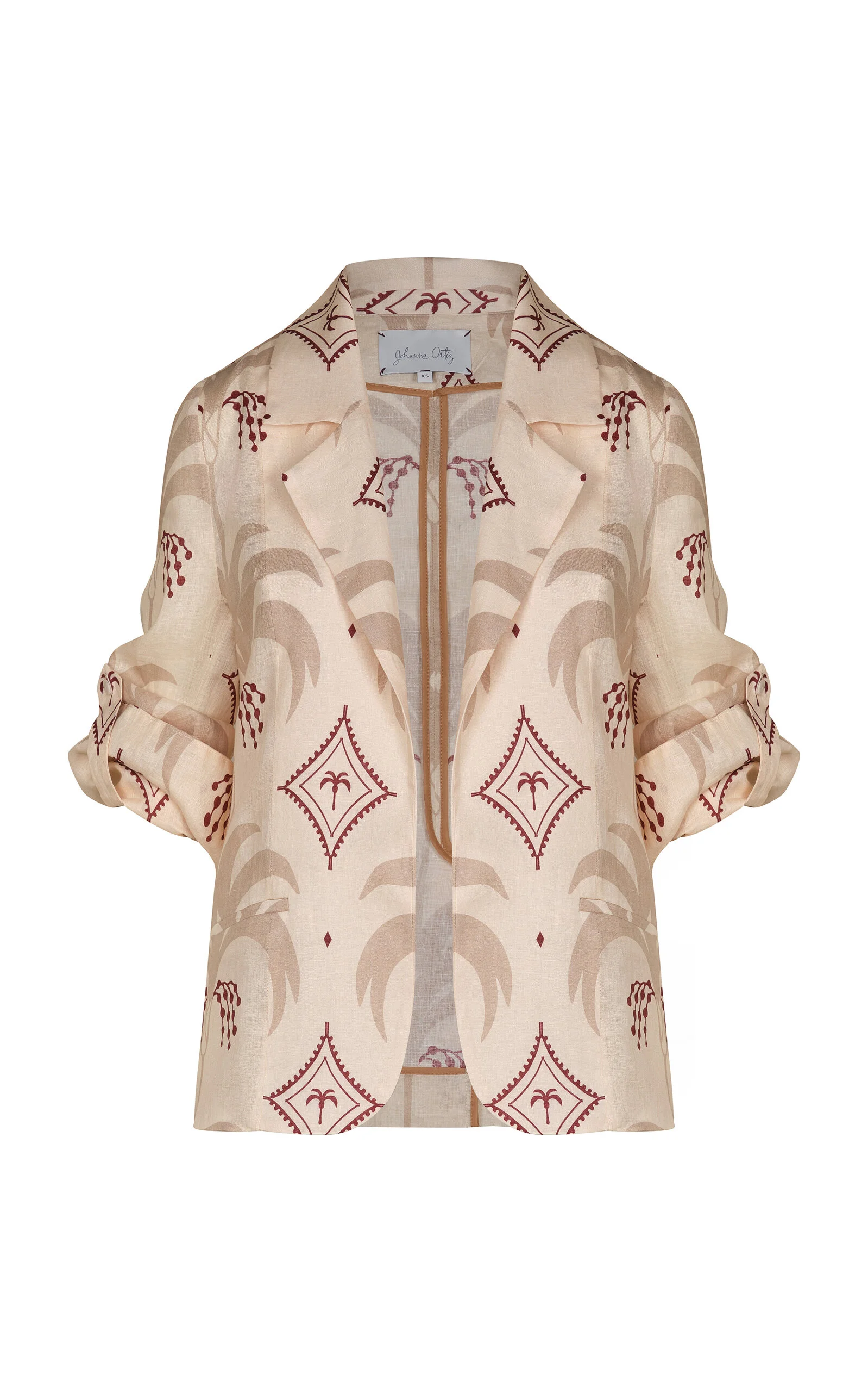 Unfolded Moment Printed Linen Blazer neutral - 1