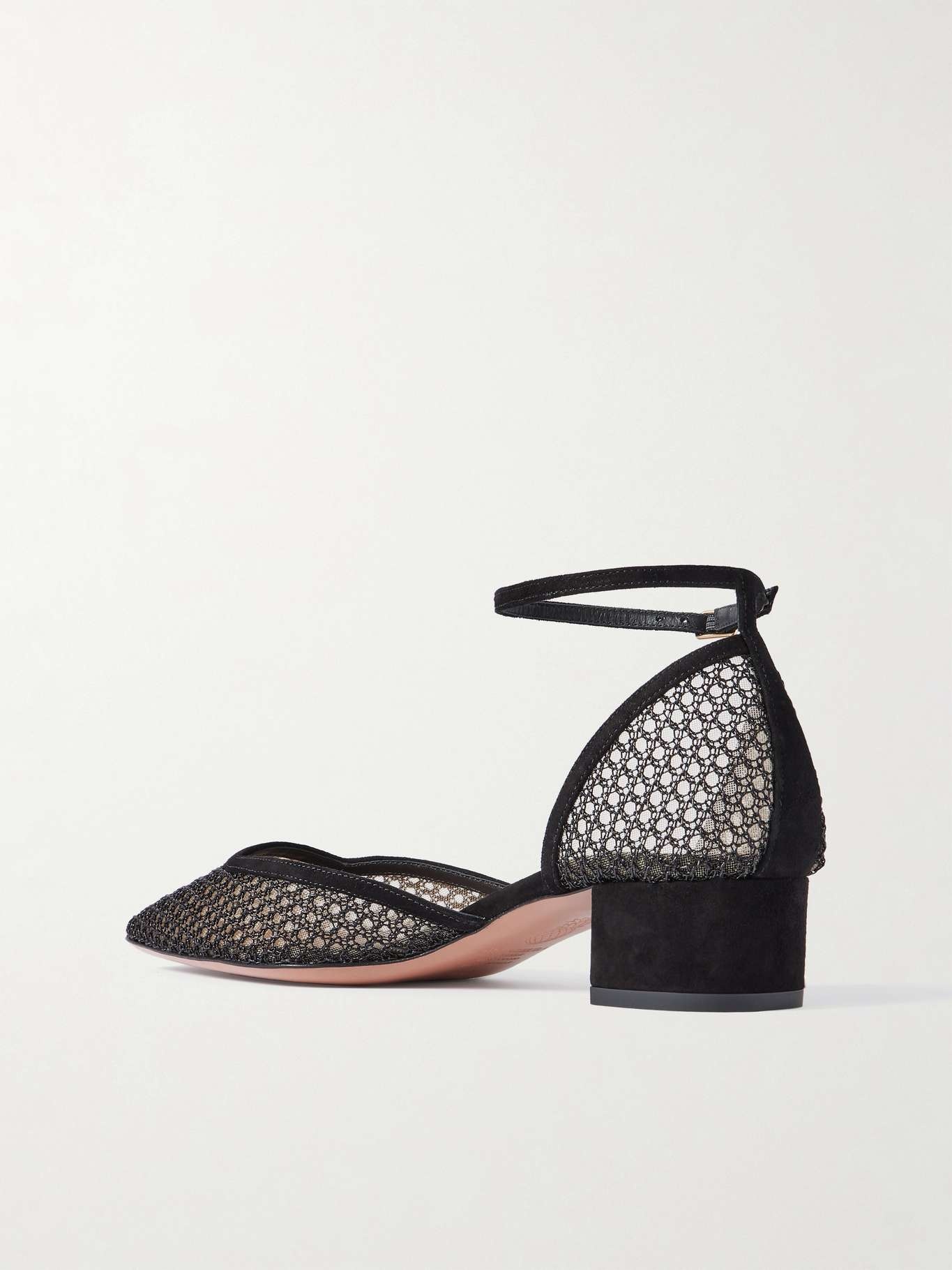 Asha 35 suede-trimmed mesh pumps Black - 3
