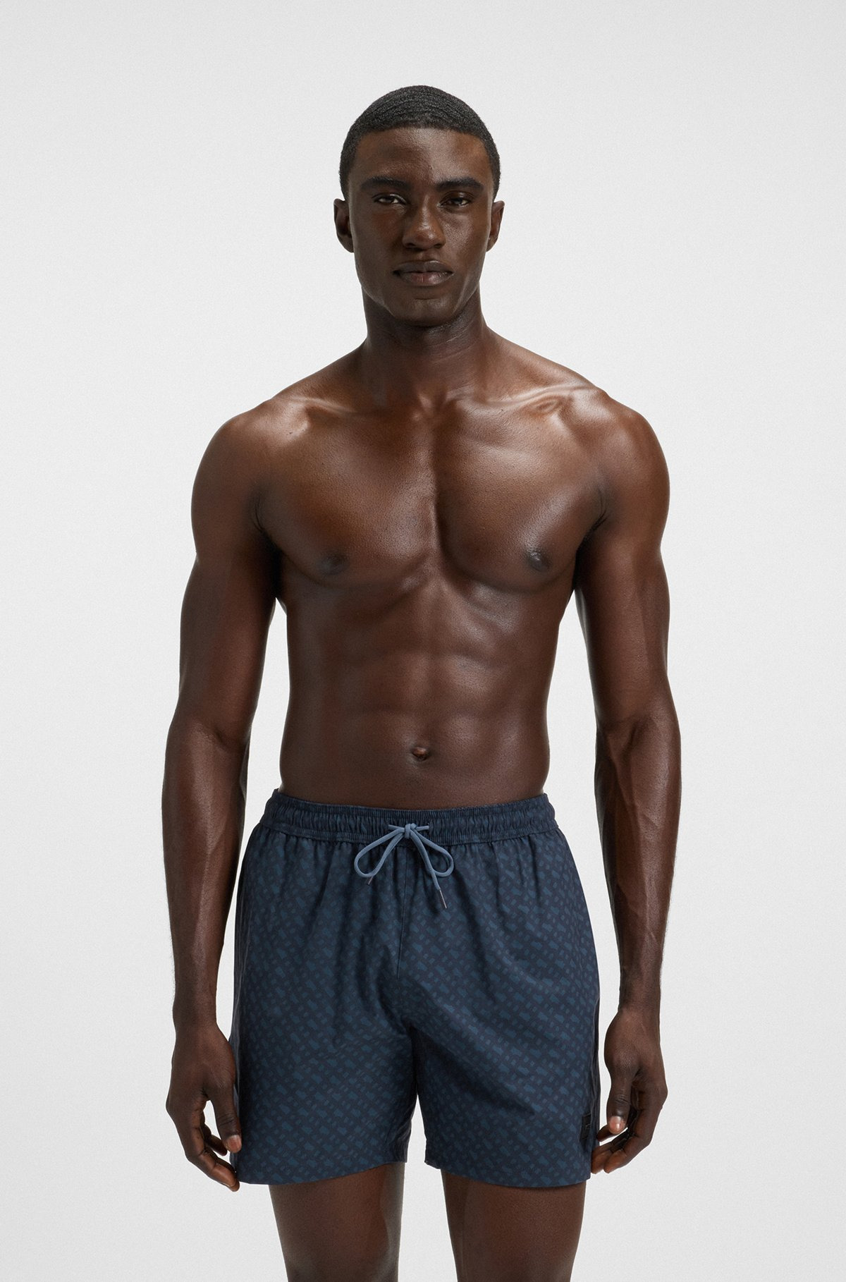 LOGO-BADGE SWIM SHORTS WITH DEGRADÉ MONOGRAM PRINT - 2