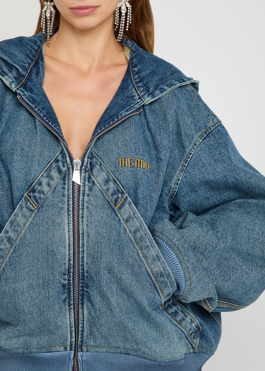 The Attico Hooded Denim Bomber Jacket - 5