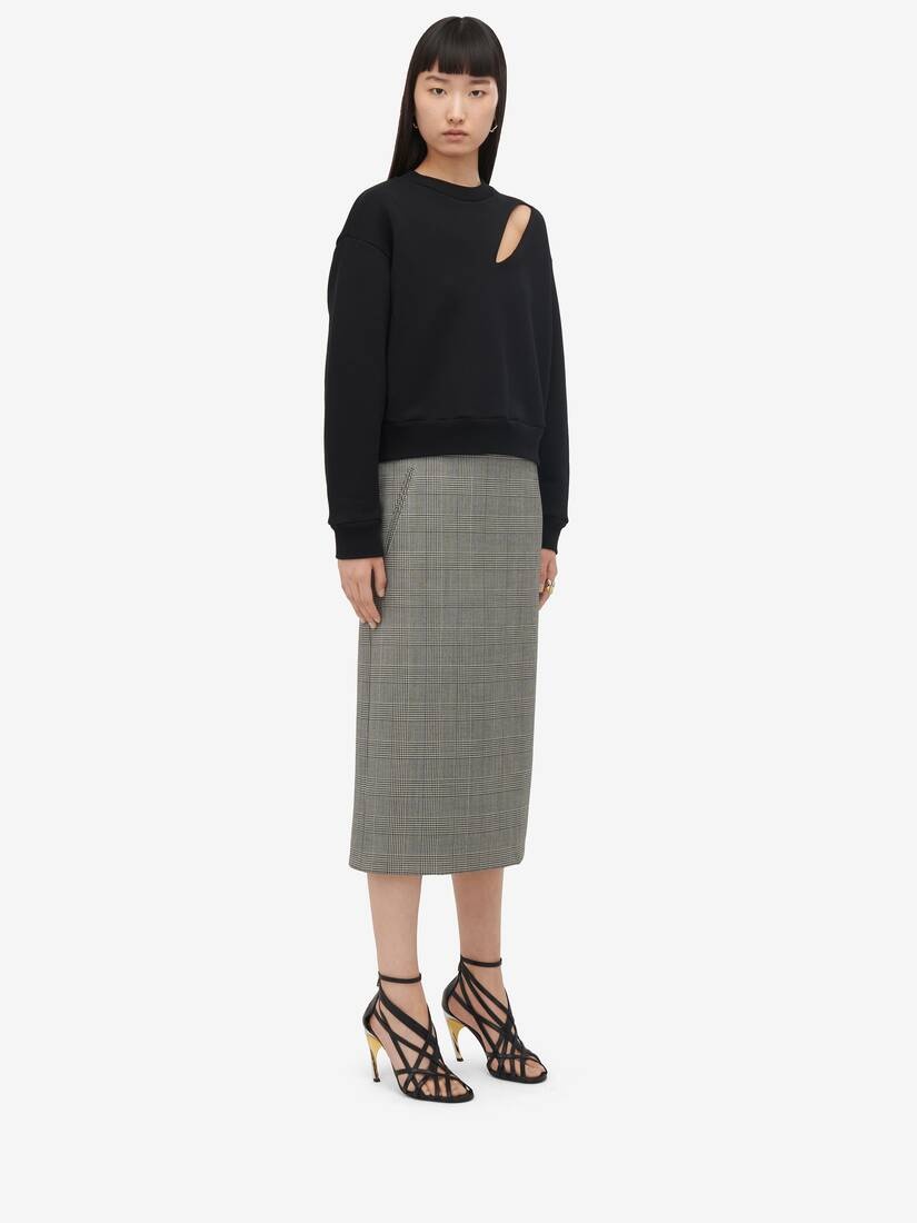 Women's Prince Of Wales Pencil Skirt in Black/ivory - 3