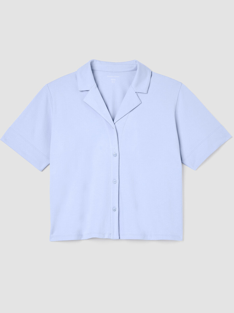 Organic Cotton Interlock Notch Collar Sleep Shirt 1