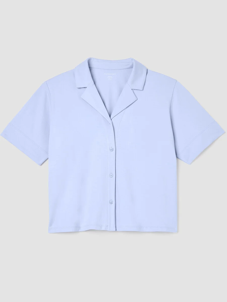 Organic Cotton Interlock Notch Collar Sleep Shirt - 1