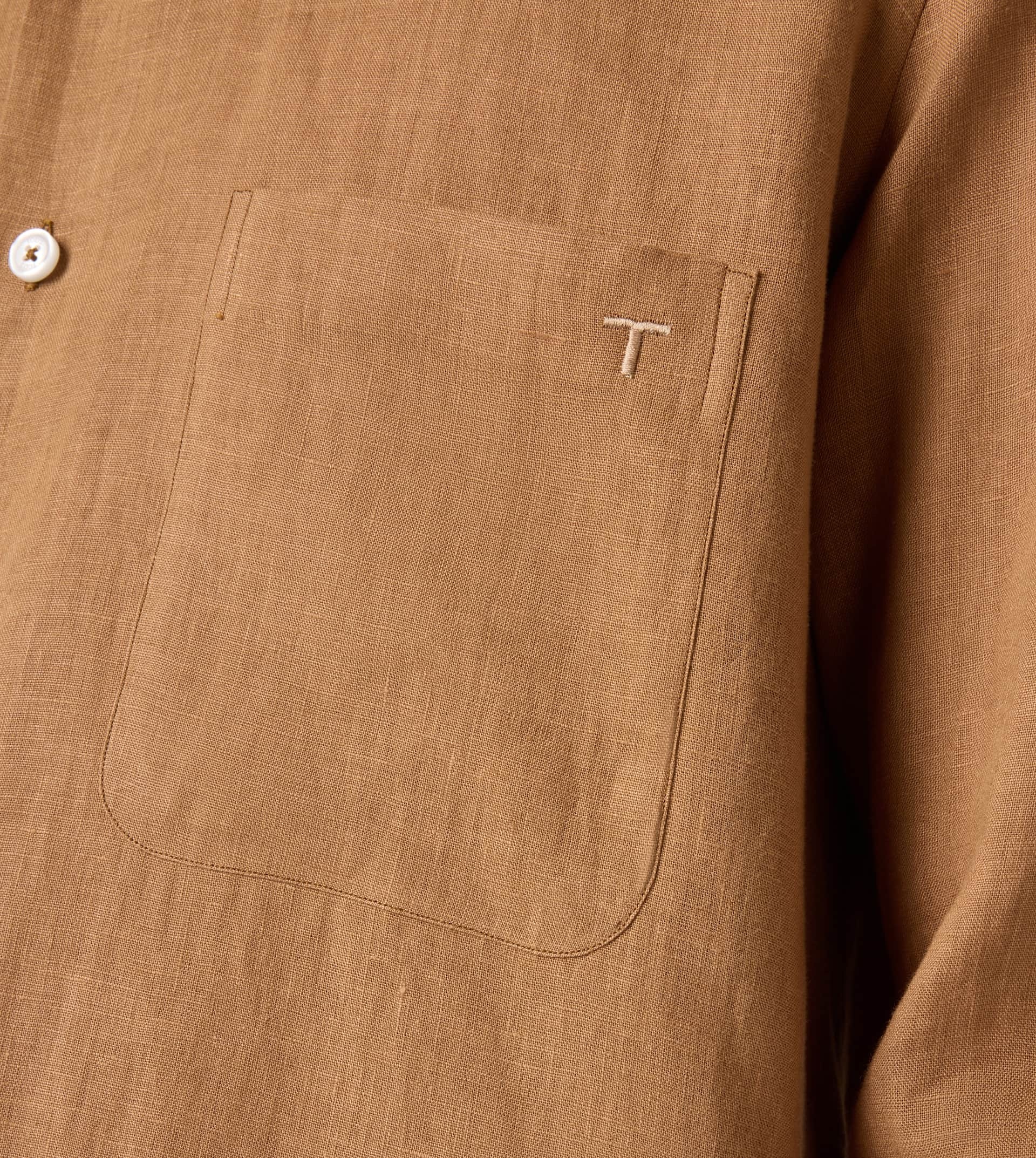 BUTTON DOWN SHIRT IN LINEN - ORANGE - 5