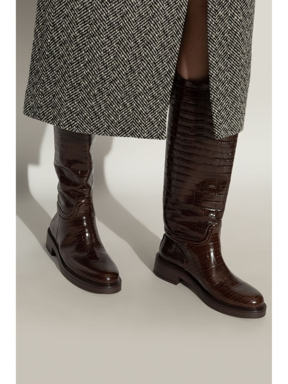 crocodile-embossed leather boots - 2