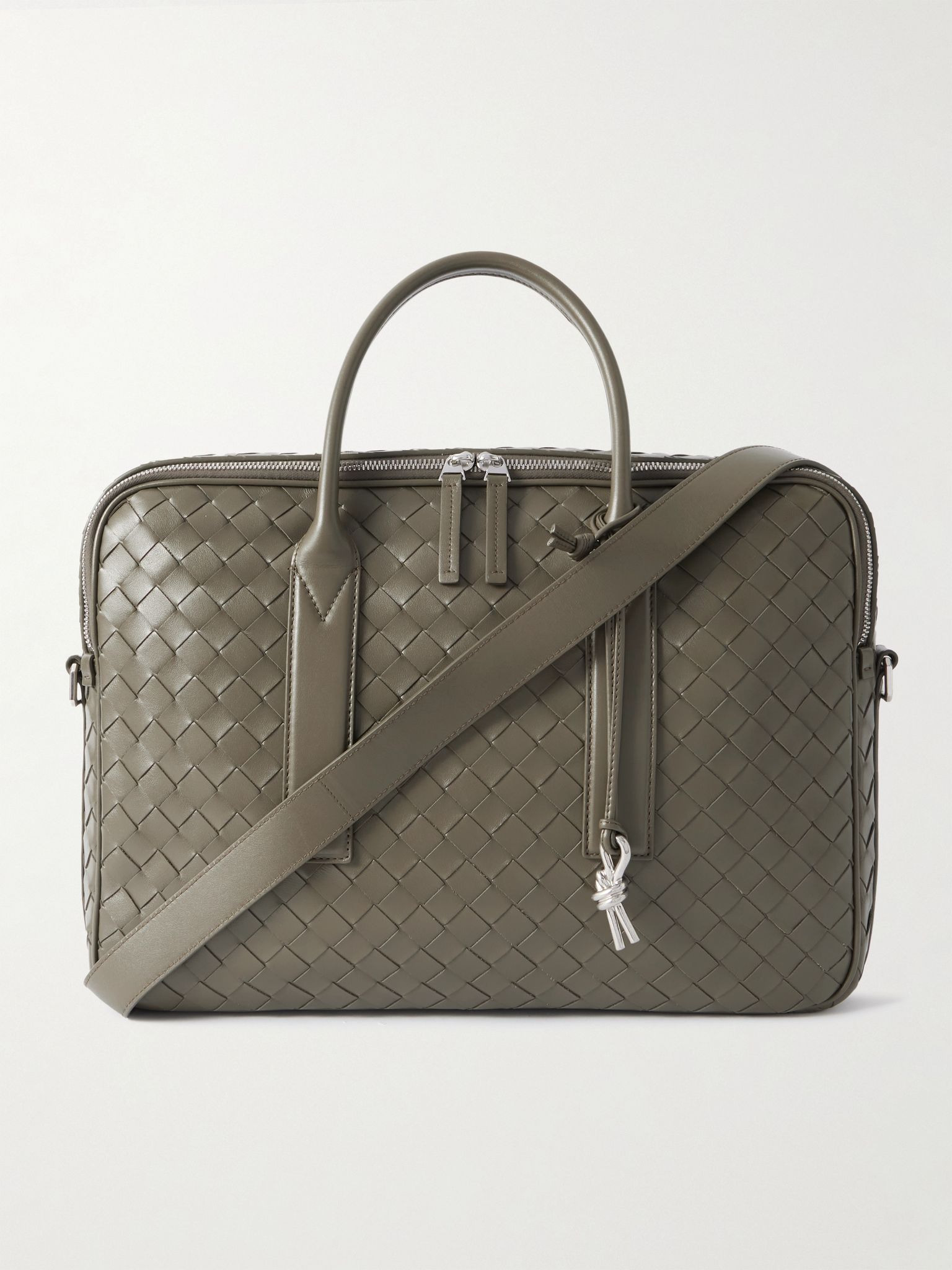 Intrecciato Leather Briefcase Green - 1