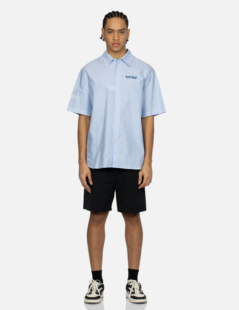EVISU PLAYFUL GODHEAD PRINT RELAX FIT SHORT-SLEEVES STRIPE SHIRT outlook