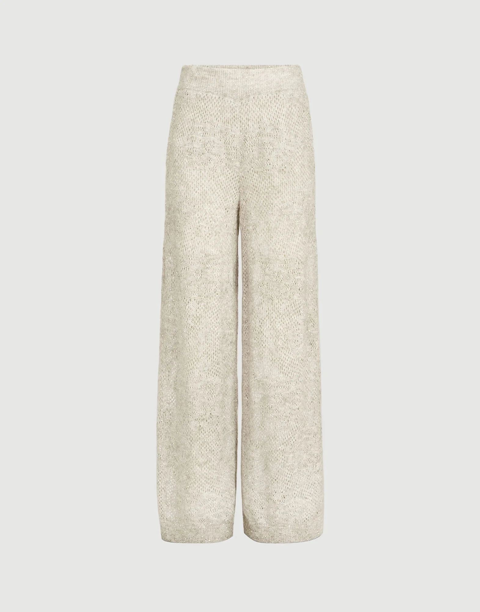 Lace flowers knit track trousers in sparkling mohair and virgin wool - 1