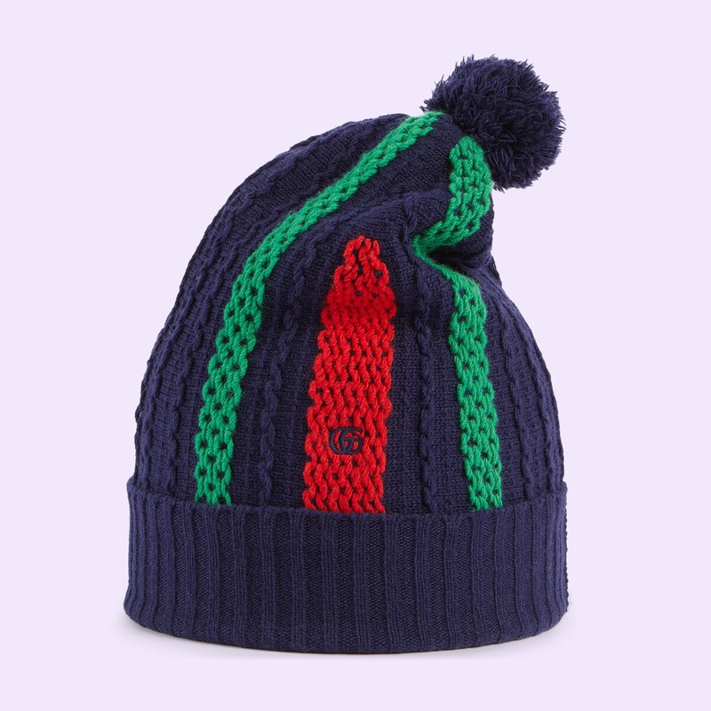 GUCCI Wool knit hat with pom-pom outlook