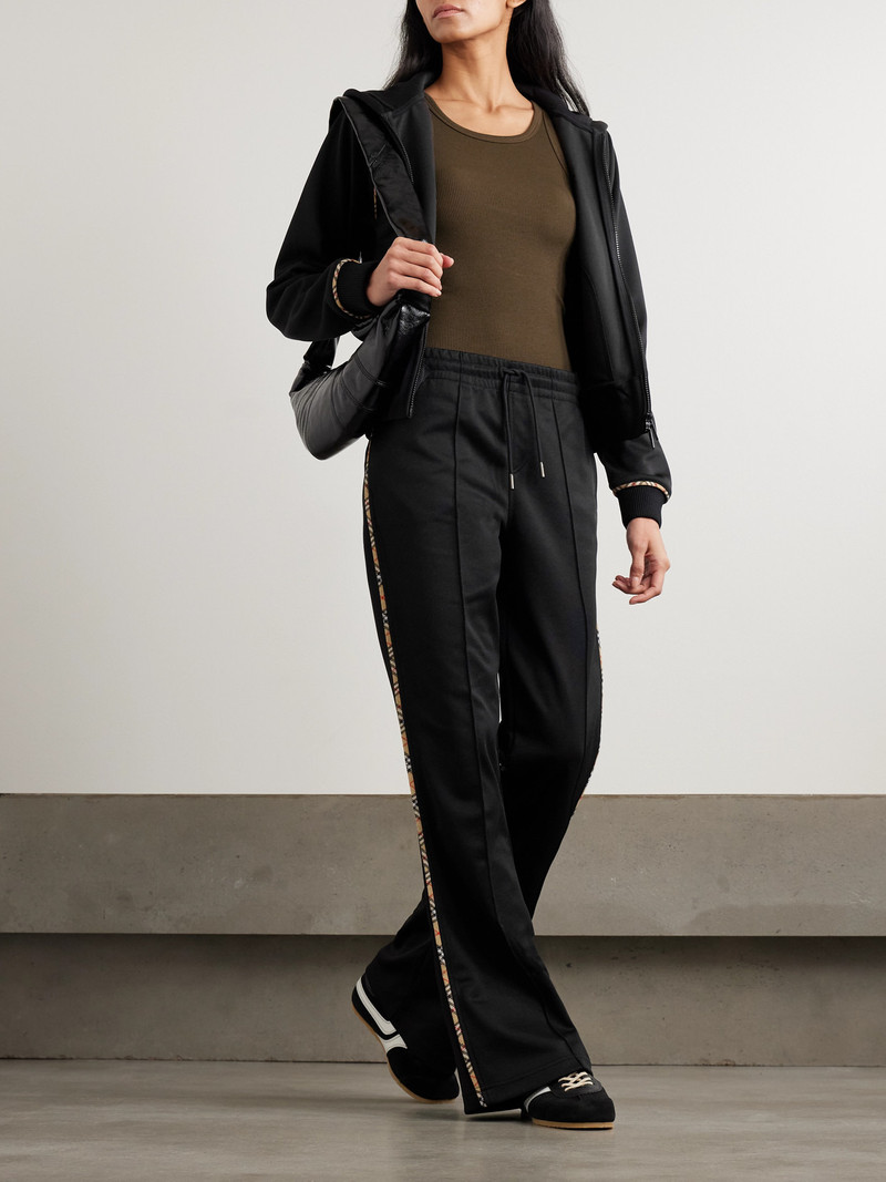 Burberry Checked Piqué-trimmed Jersey Flared Track Pants outlook