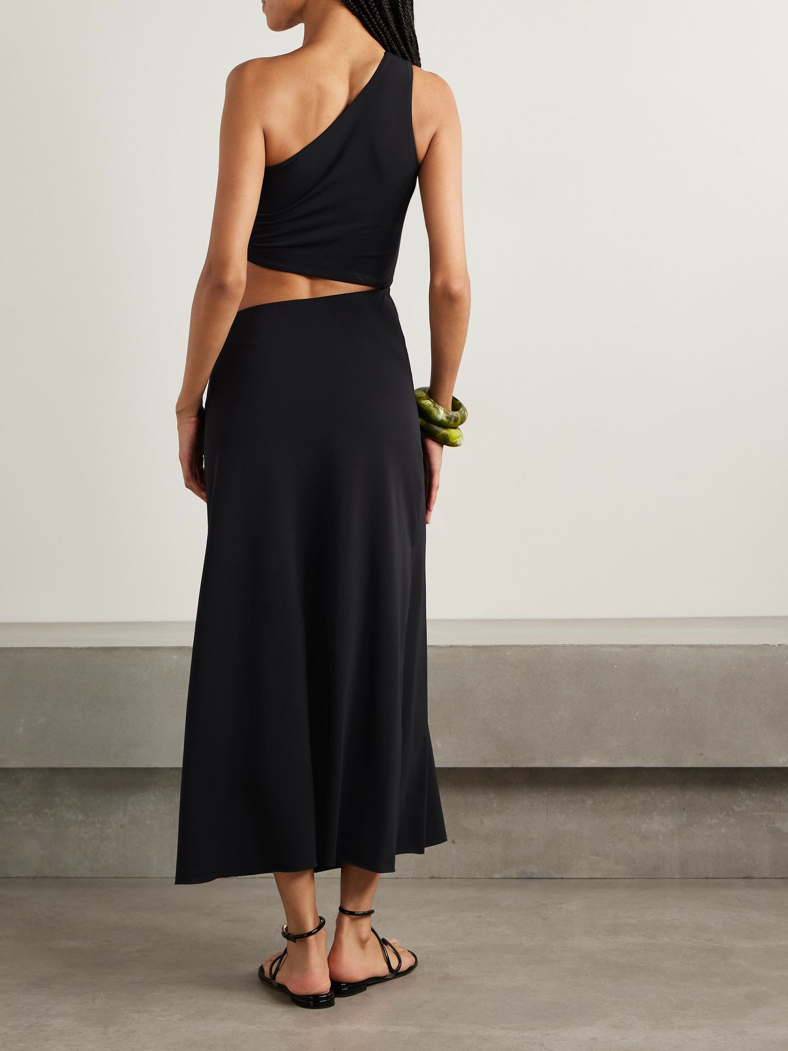 Legende one-shoulder embellished cutout stretch-jersey maxi dress Black - 3