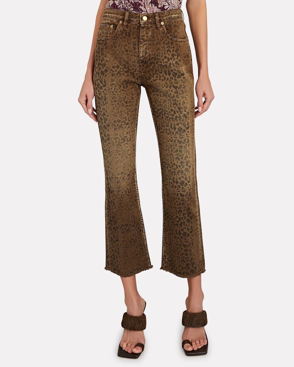 Leopard Cropped Flare Jeans - 3