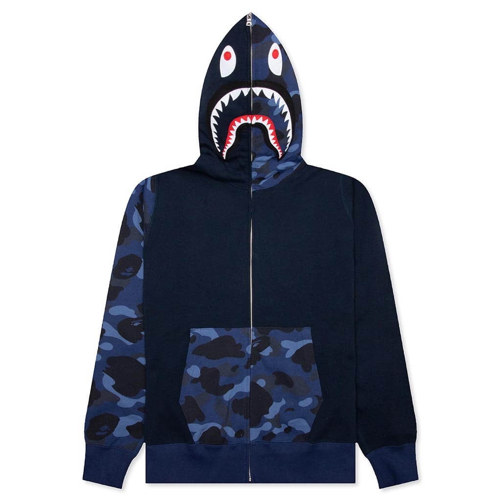 COLOR CAMO SHARK FULL ZIP HOODIE - NAVY - 1