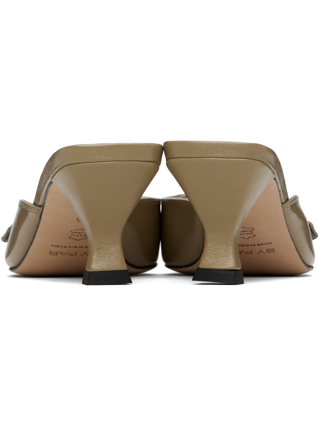 Taupe Evelyn Glossed Nappa Leather Heels - 2