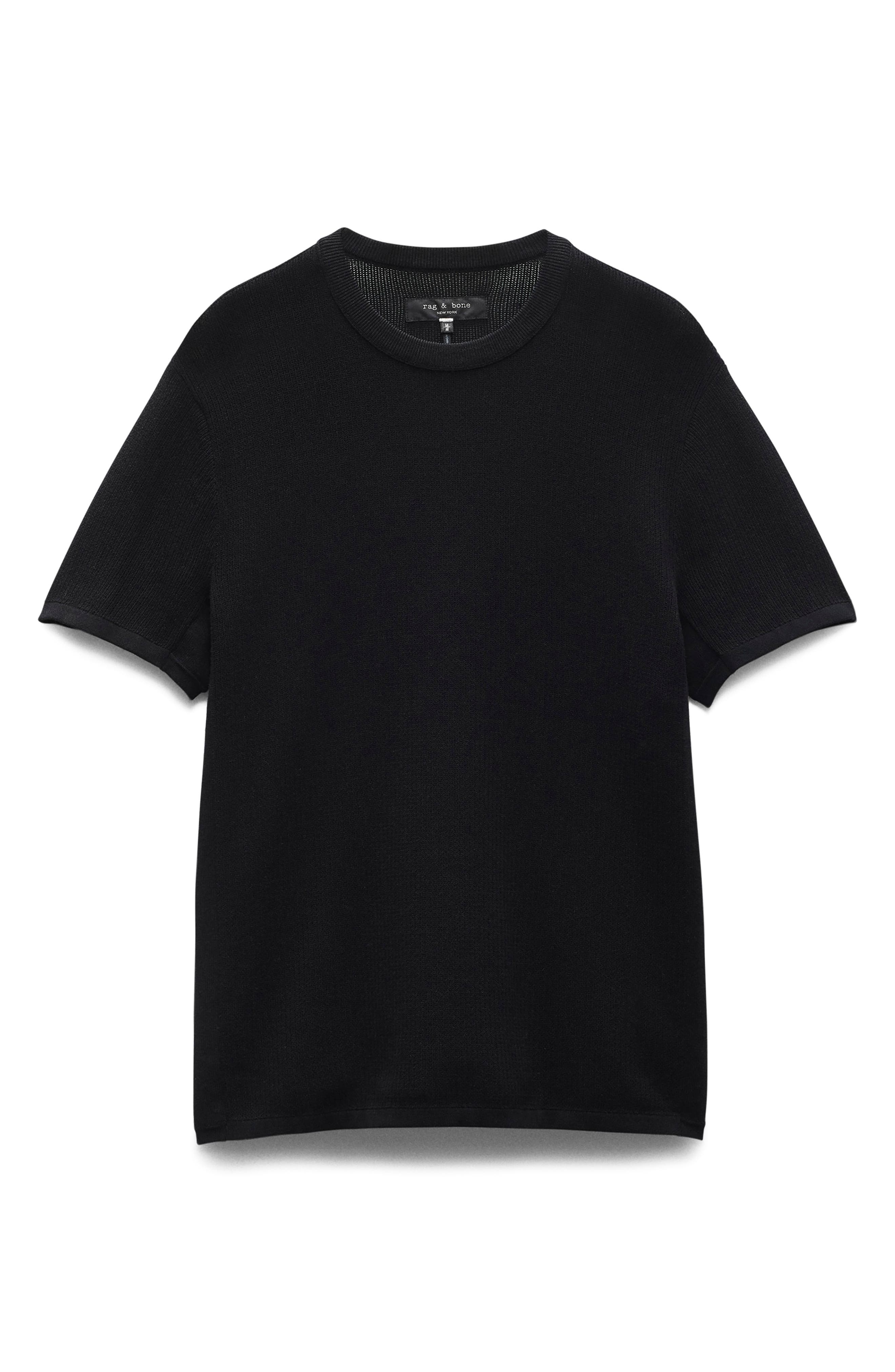 rag & bone Harvey Ringer Cotton Blend Mesh T-Shirt in Black at Nordstrom - 4