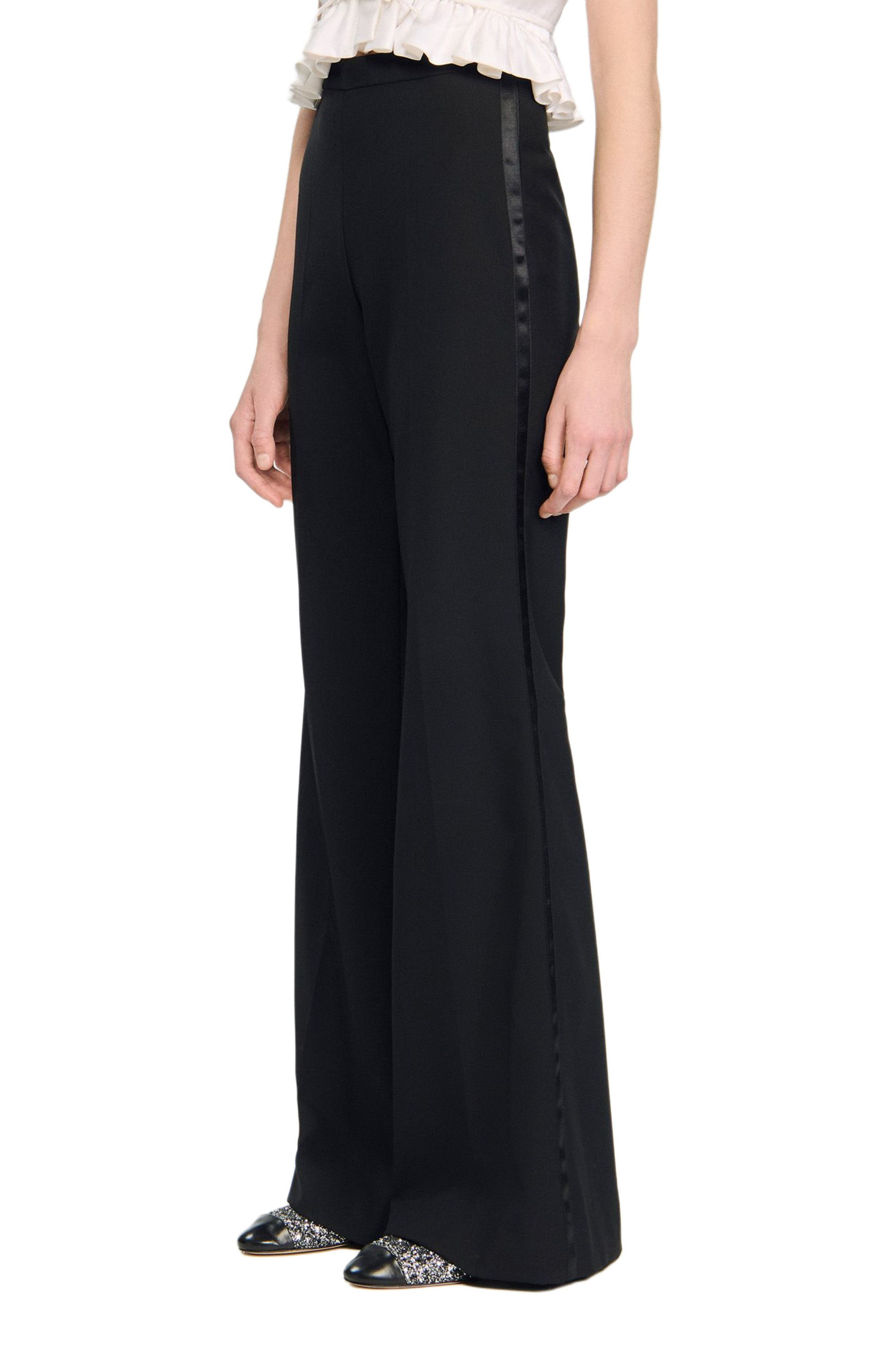 SANDRO Satin stripe suit trousers in Black at Nordstrom - 4