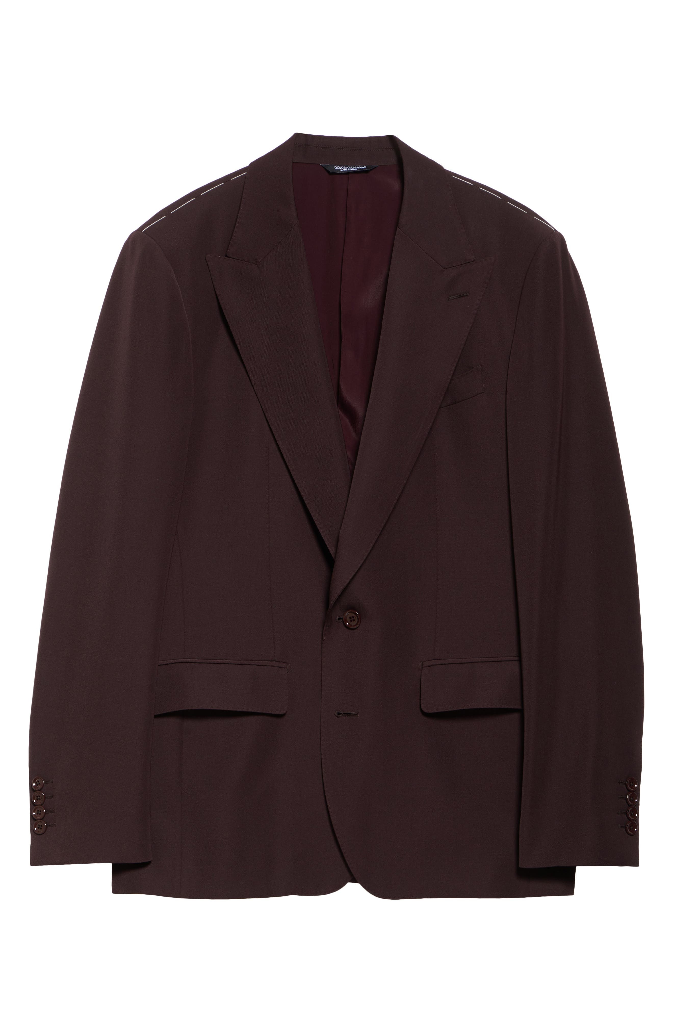 Dolce&Gabbana Single Breasted Wool Blazer in M5039 Brown Dark Violet at Nordstrom - 7