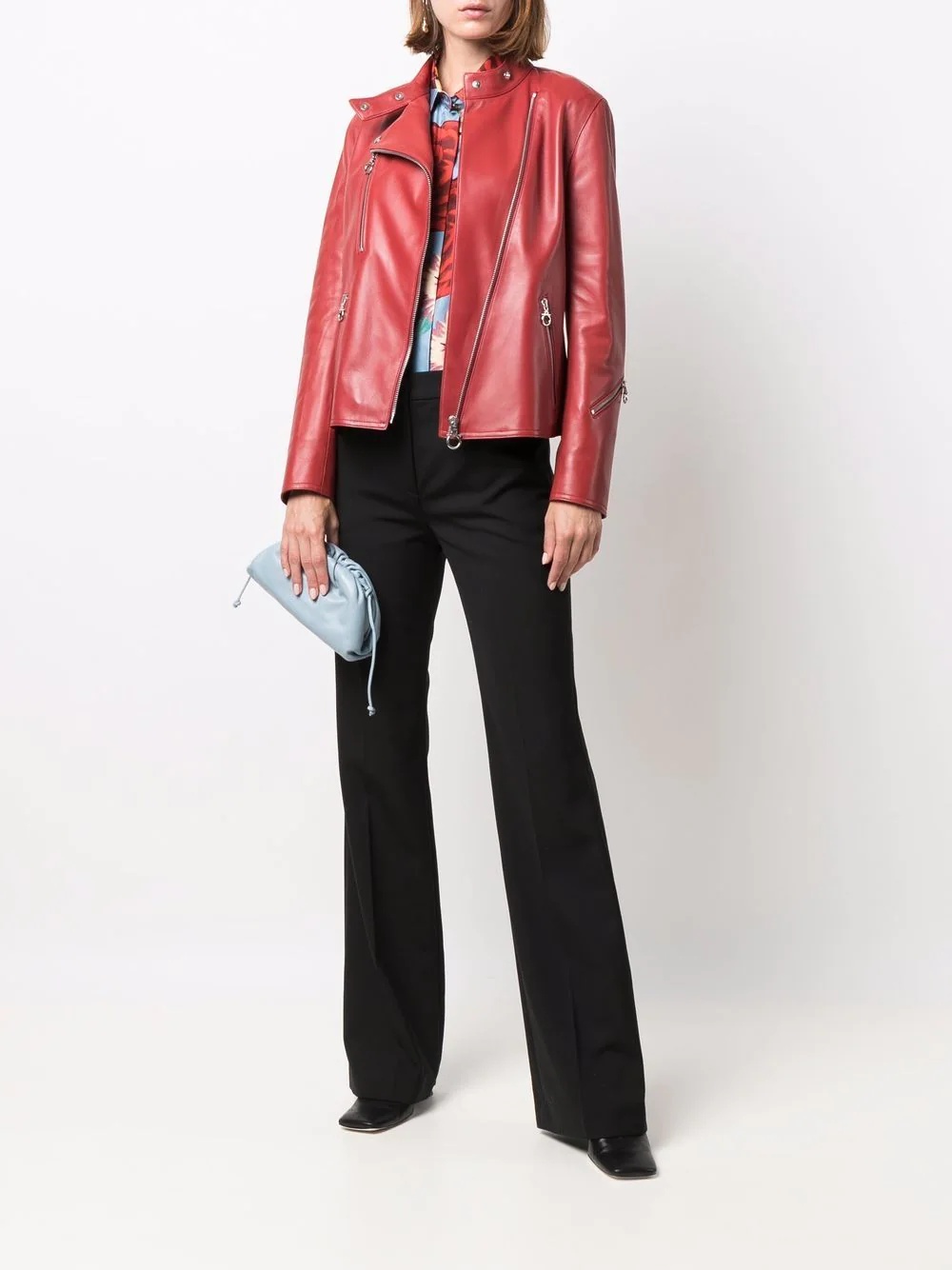high-neck leather jacket - 2