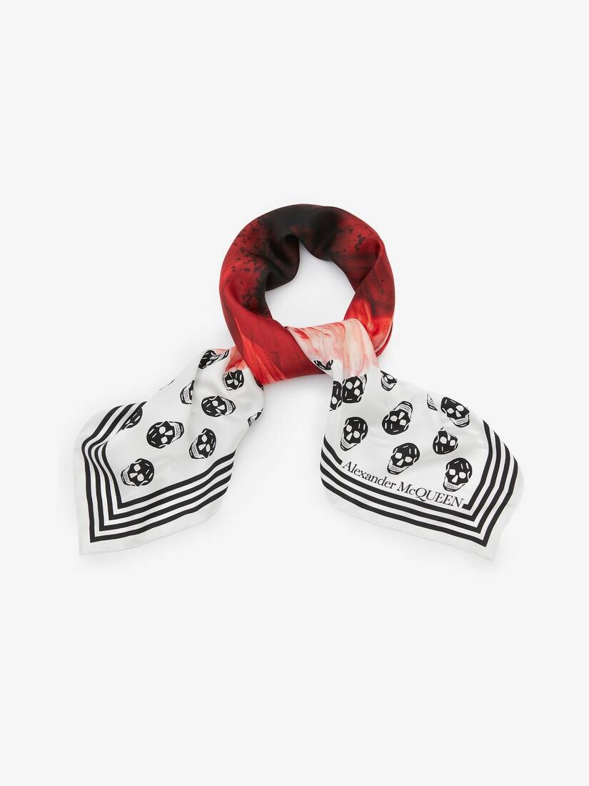 Paper Bloom Biker Skull Scarf in Ivory/red - 2