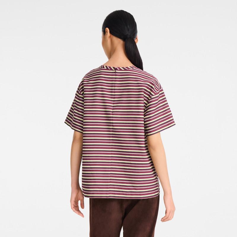 T-shirt Burgundy - Striped poplin 3