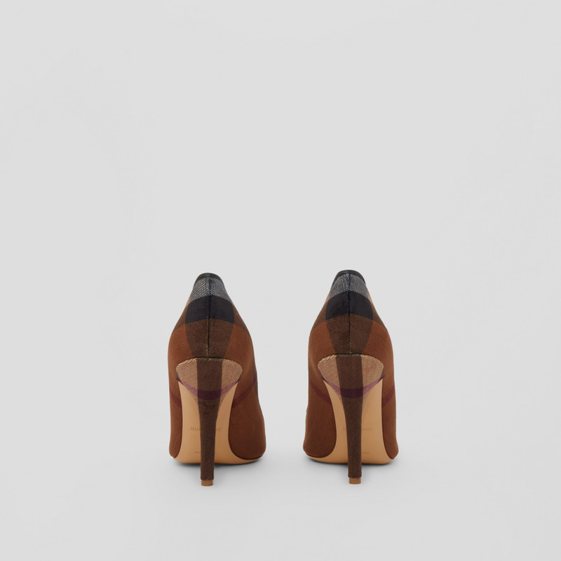 Exaggerated Check Leather Point-toe Pumps 5