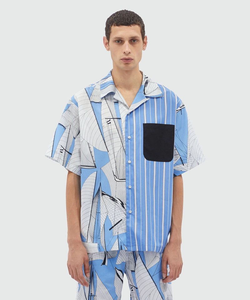MSGM Shirt in striped patterned poplin and "Sail race" print outlook