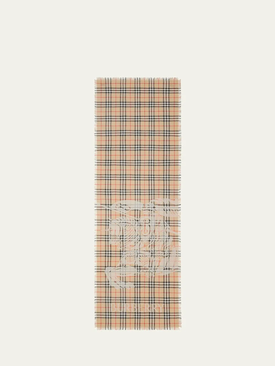 Rectangular EKD Check-Print Wool Scarf - 1