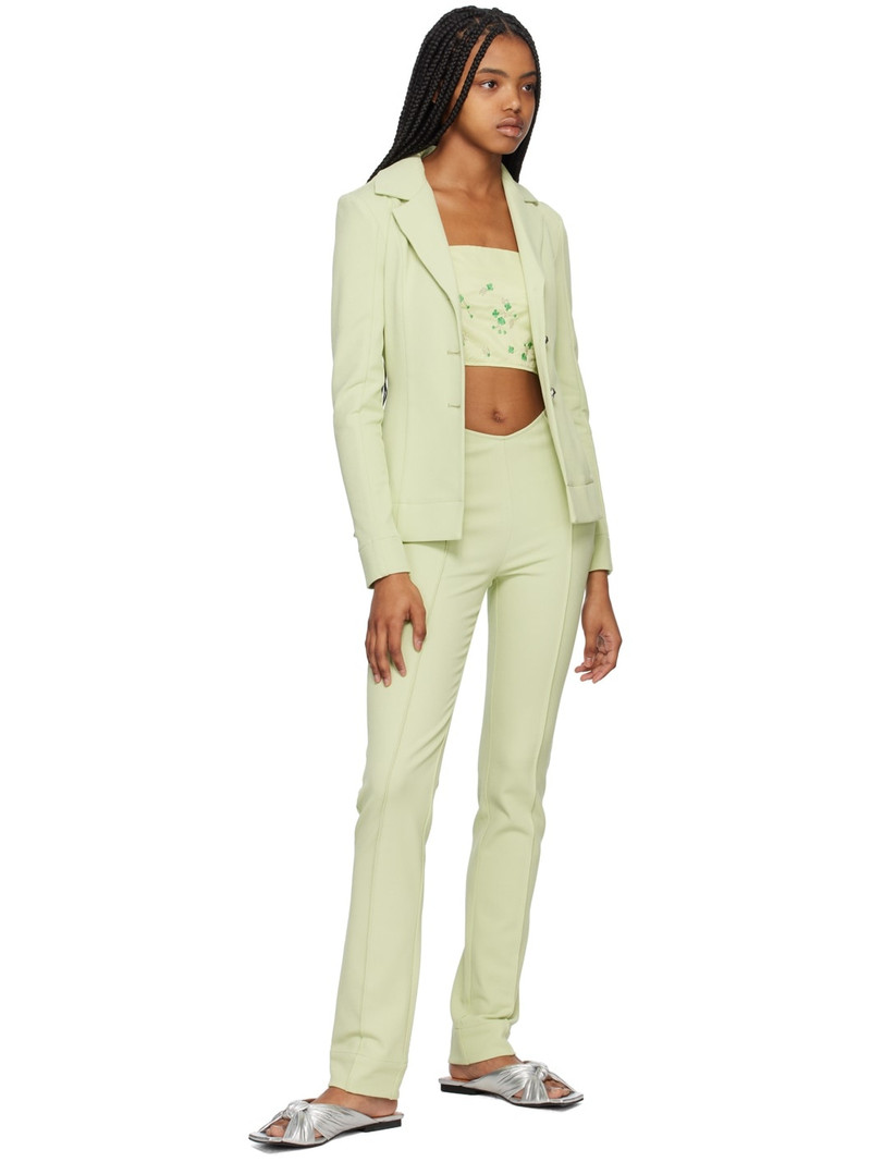 GANNI Green Notched Lapel Blazer outlook