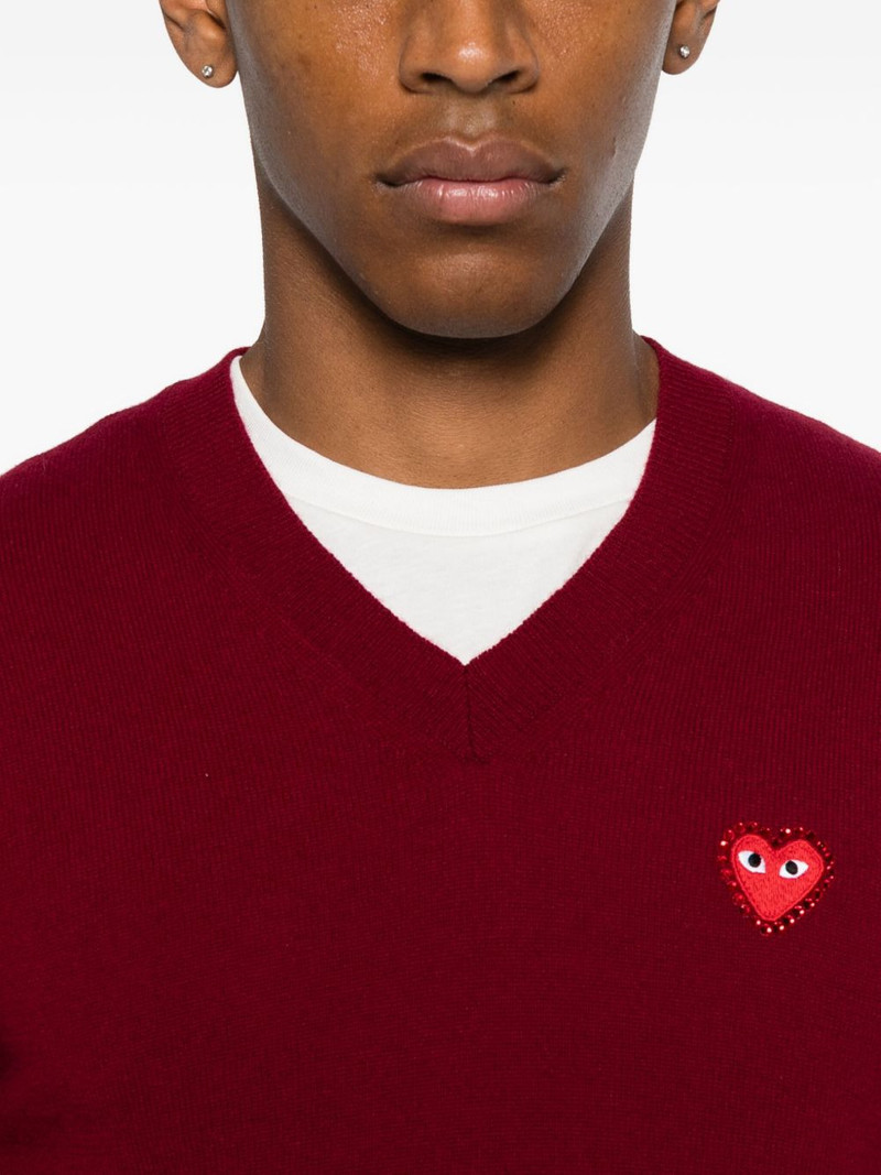heart-emblem V-neck sweater 5