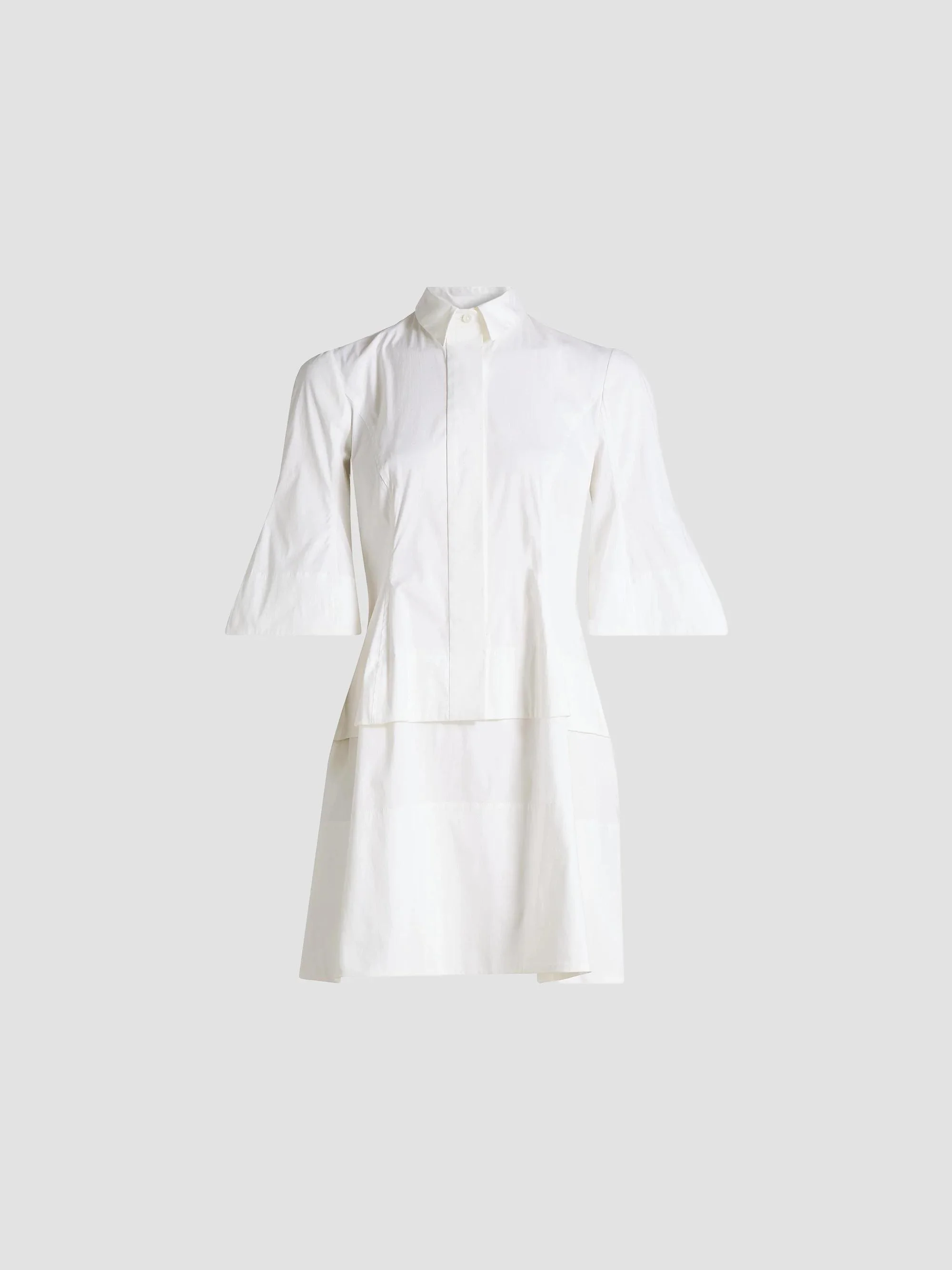Women's Poplin Flare-Sleeve Shirtdress - White - 1