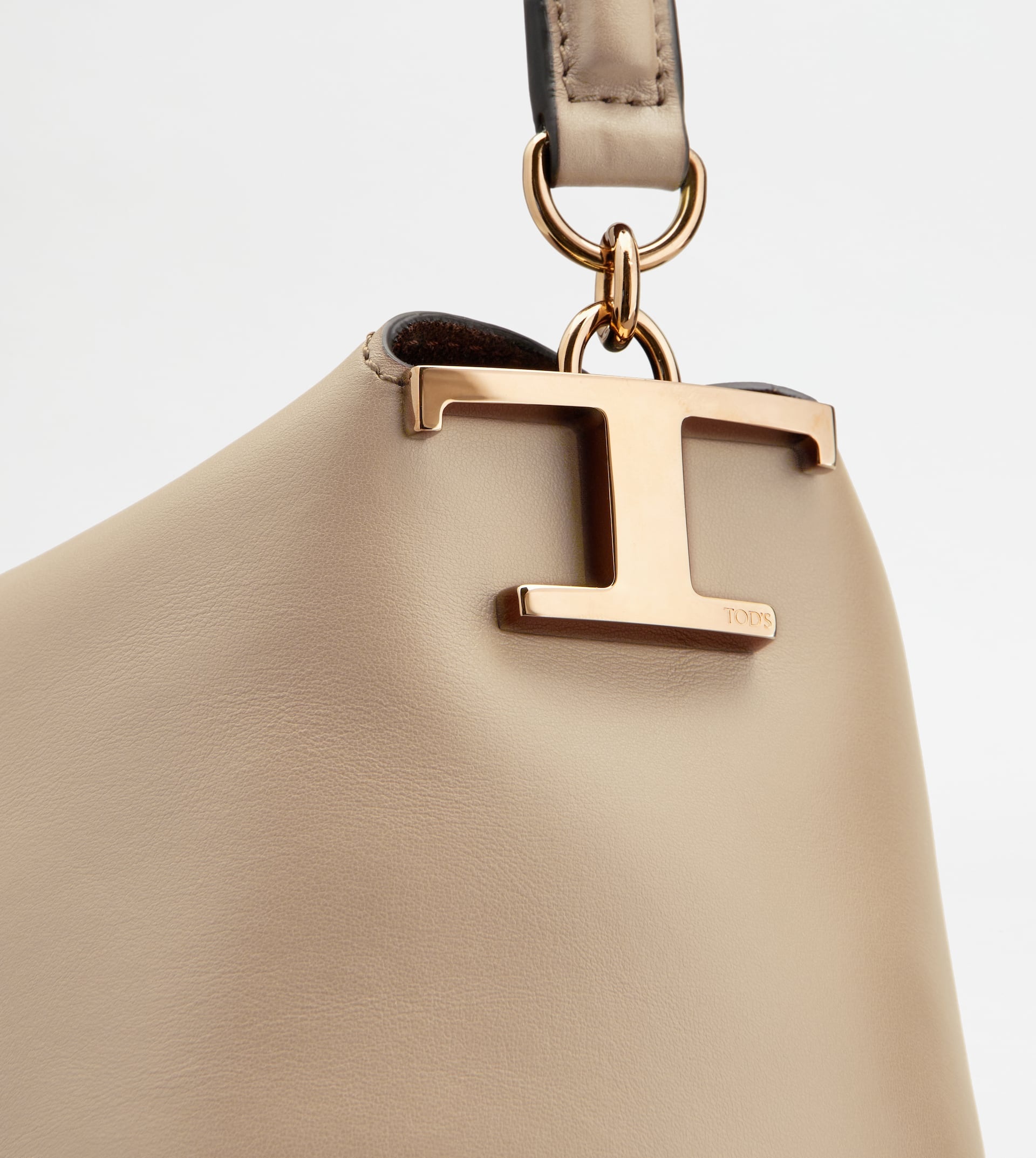TOD'S T CASE SHOULDER BAG IN LEATHER SMALL - BEIGE - 5