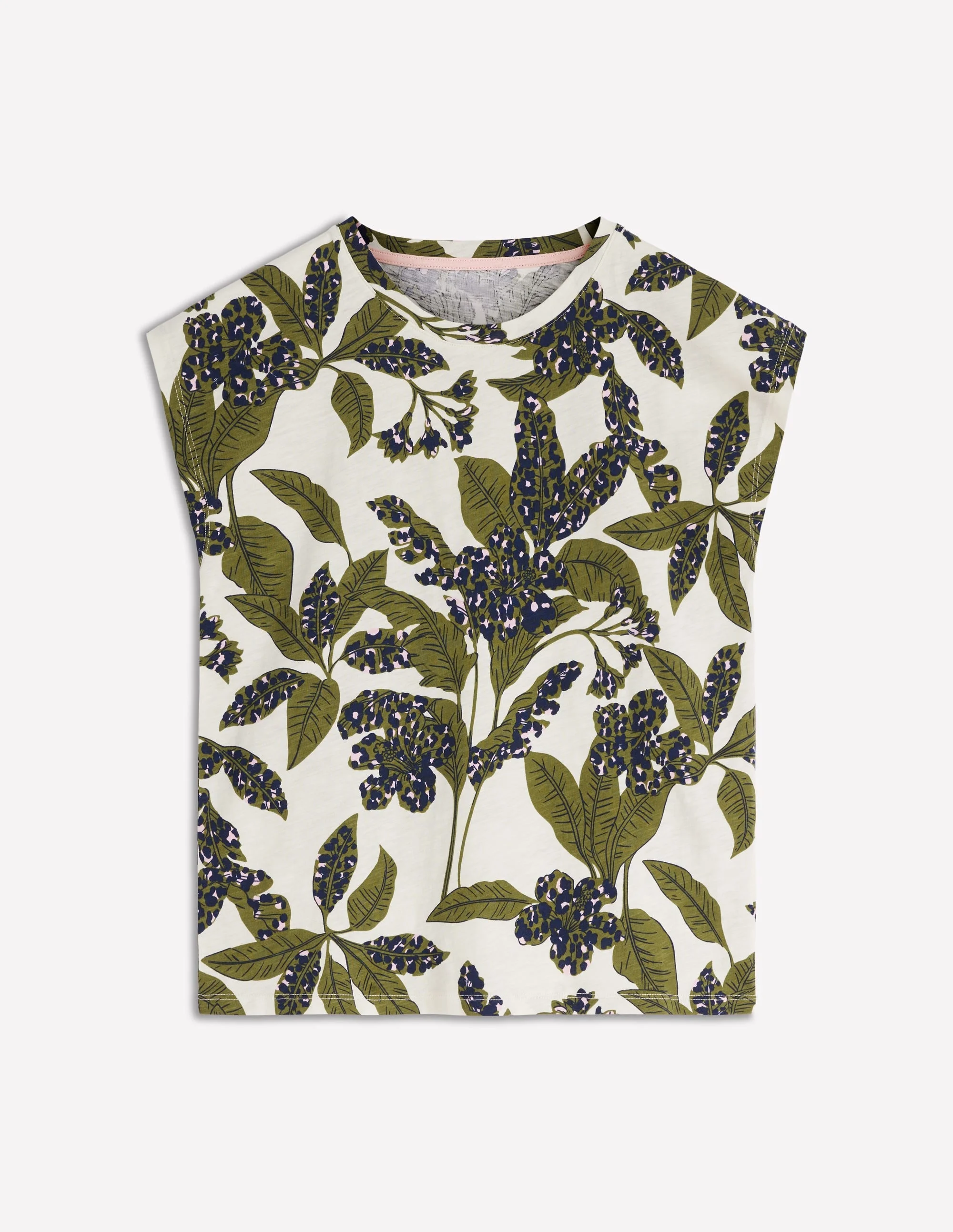 Louisa Slub T-Shirt-Leaf Print - 1