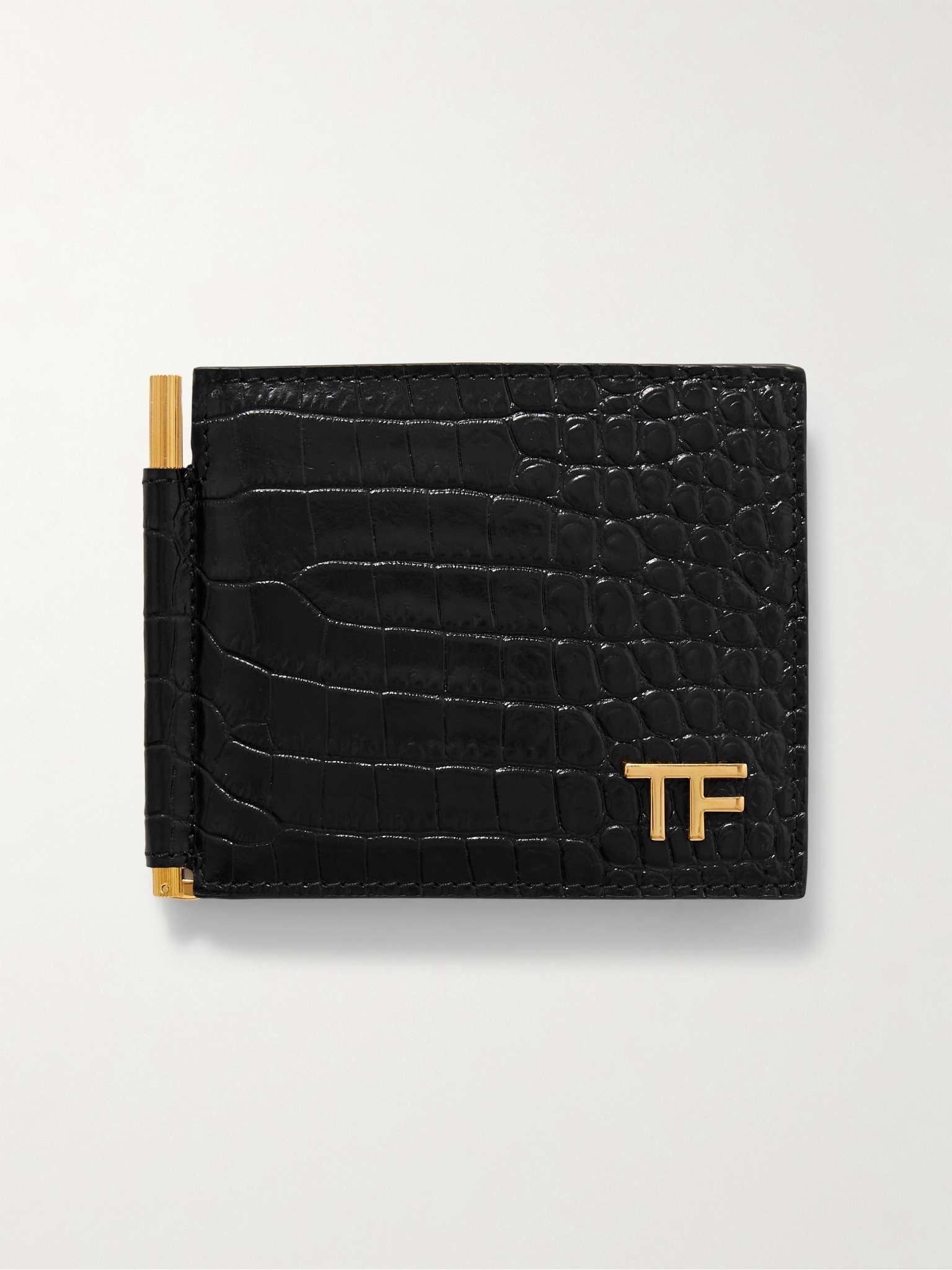 Logo-Embellished Croc-Effect Leather Billfold Wallet and Money Clip - 1