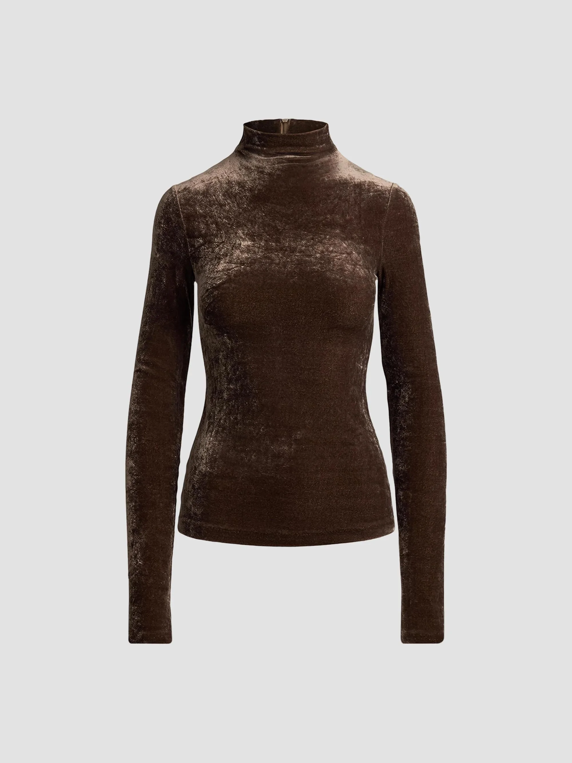 Women's Ilene Velvet Long-Sleeve Top - Taupe - 1