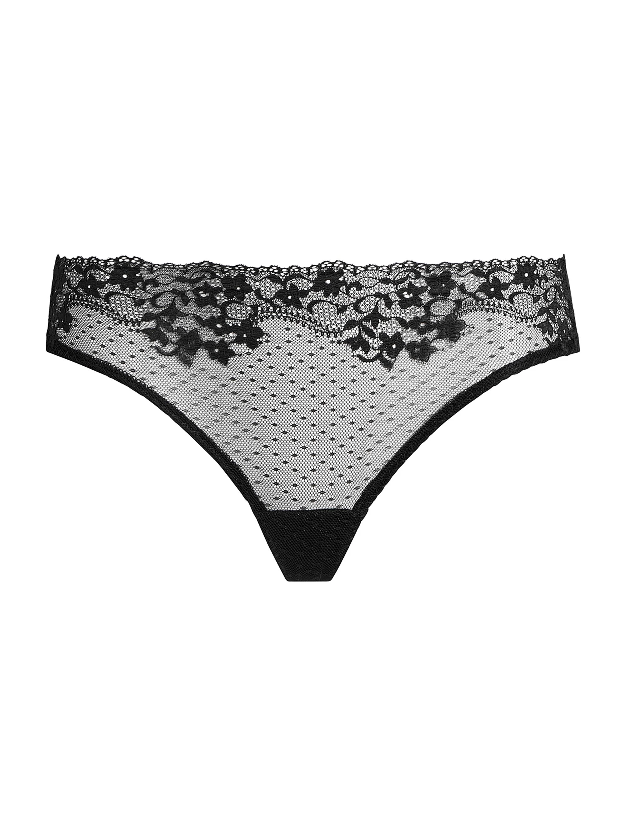 Women's Double Take Lace-Front Thong - Black - 1