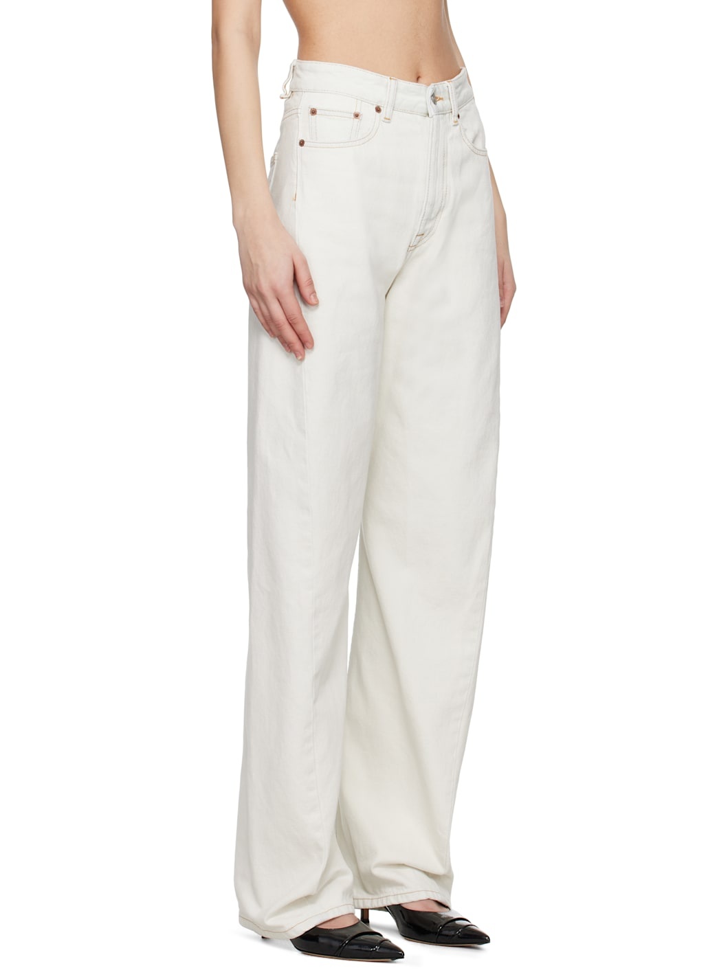 Off-White Contrast Stitch Jeans - 2
