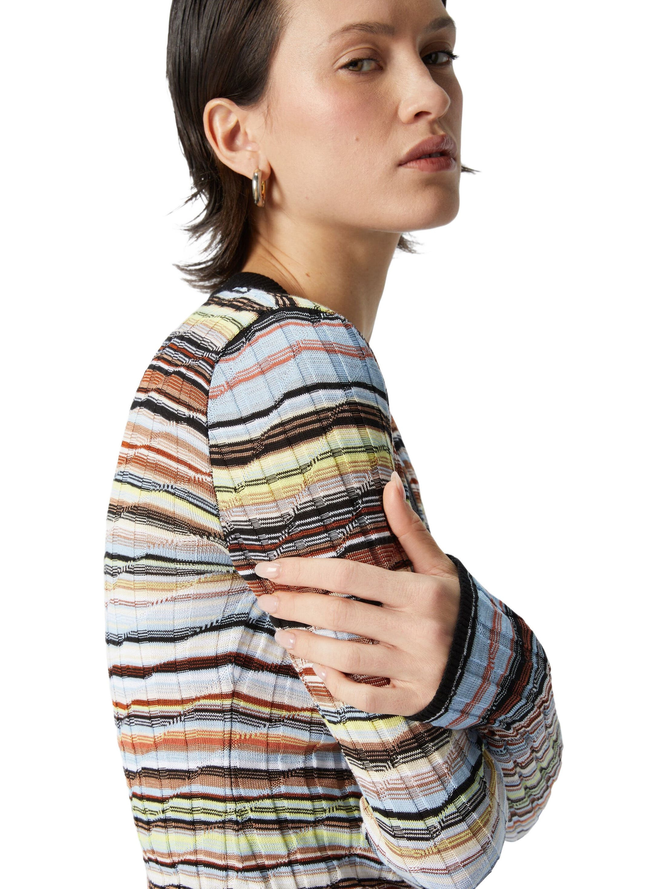 Missoni Striped Cotton And Viscose Ribbed Cardigan With Contrasting Trim in Blue at Nordstrom - 4