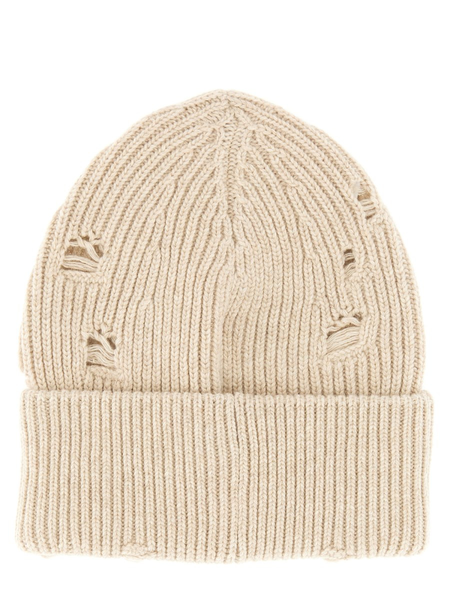 RIBBED WOOL BEANIE HAT WITH LOGO - 2