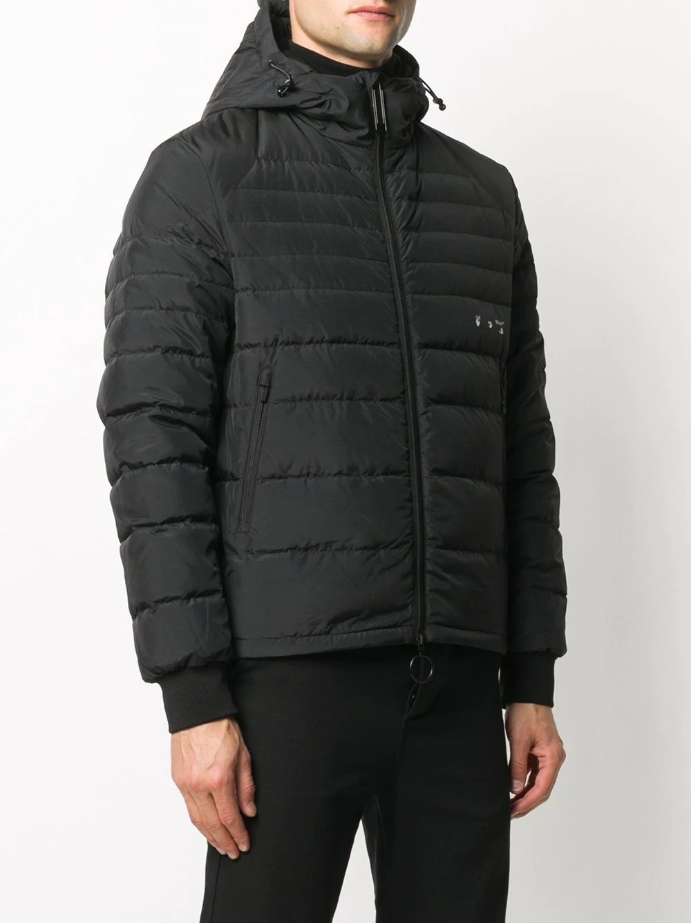 logo print zipped puffer jacket - 3