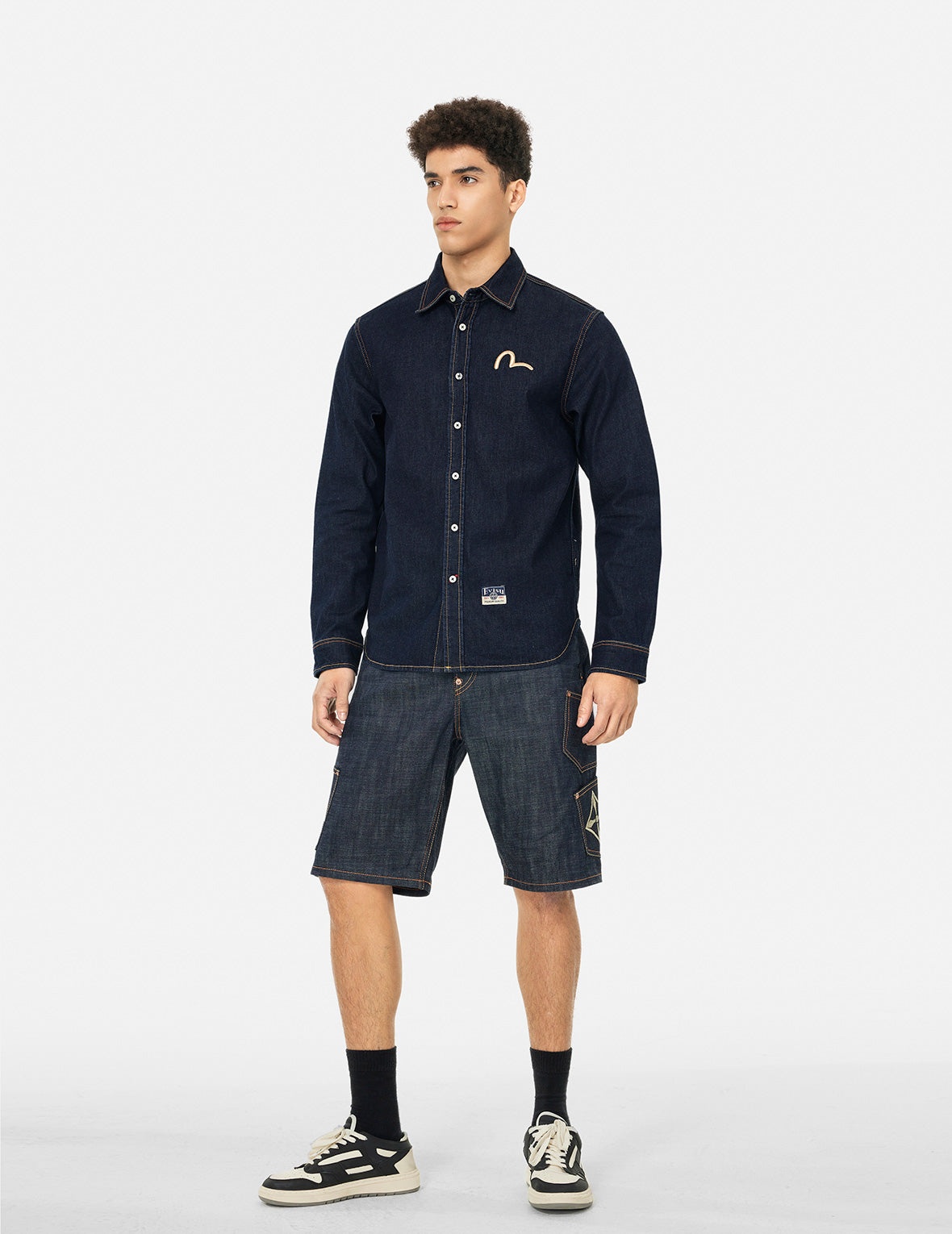 Hakutaku Daicock Printed Regular Fit Denim Shirt - 4