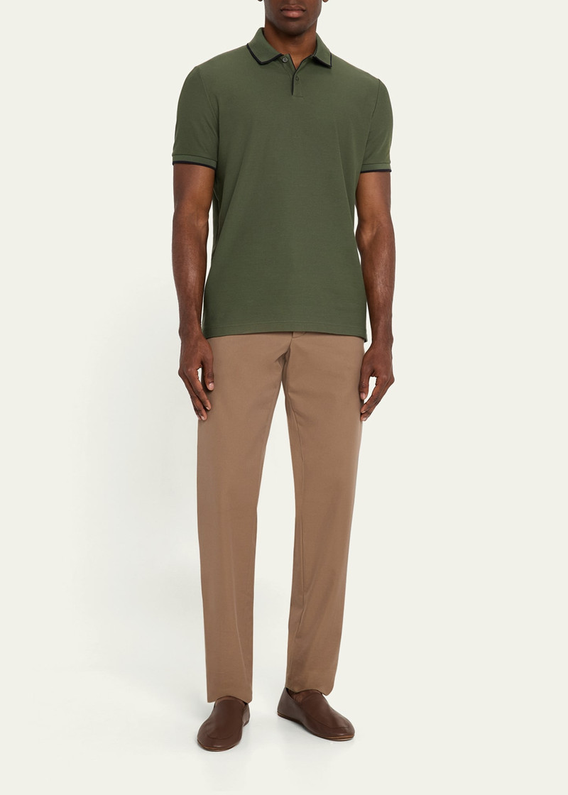 Loro Piana Men's Brentwood Tipped Jersey Pique Polo Shirt outlook