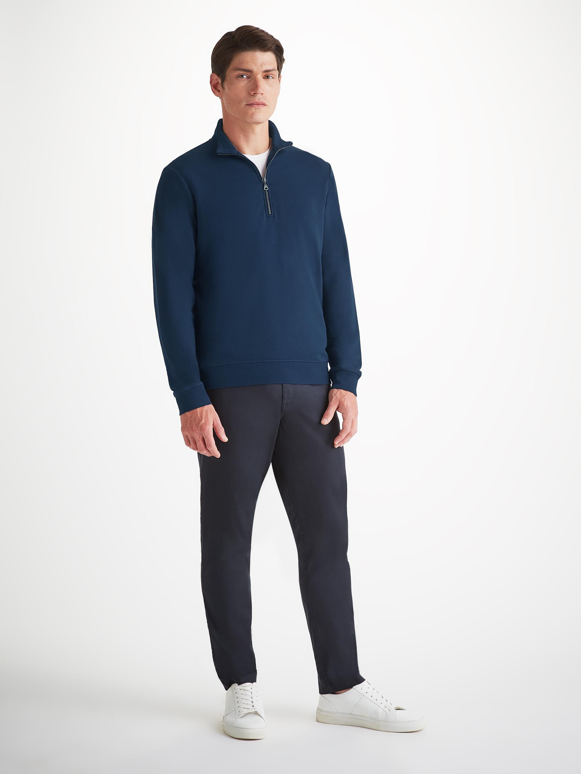 Men's Half-Zip Pullover Quinn Cotton Modal Navy - 3